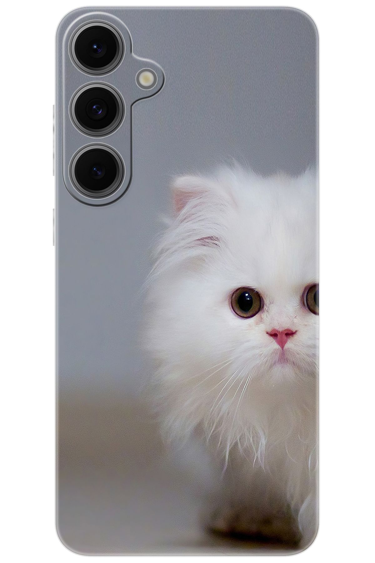 Ceppare Samsung Galaxy S24 FE (SM-S721B) Uyumlu Kılıf Desen Baskılı Silikon Beyaz Kedi STK:139 CP-qr0N0kH