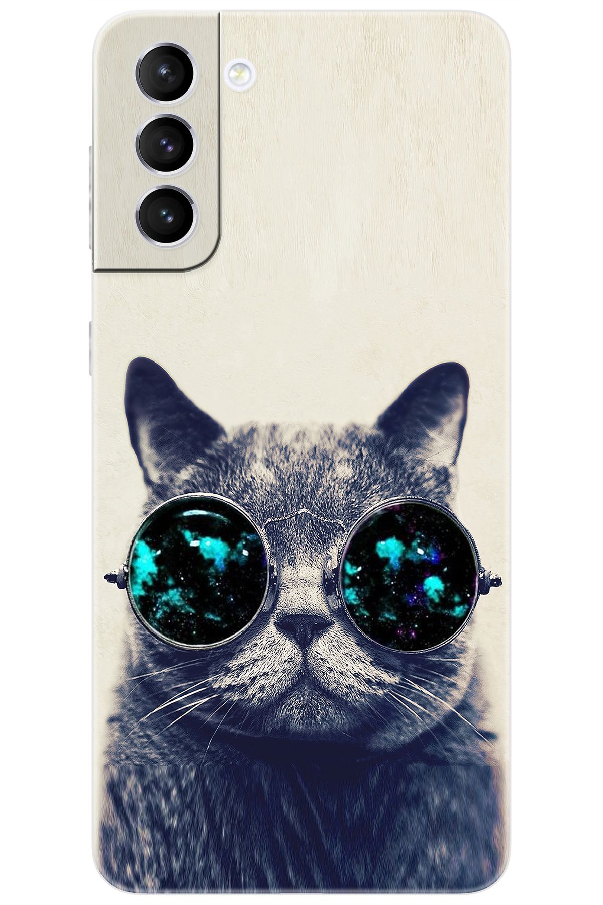 Ceppare Samsung Galaxy S21 PLUS (SM-G996B) Uyumlu Kılıf Desen Baskı Silikon Gözlüklü Kedi STK:236 CP-ykyzC7k