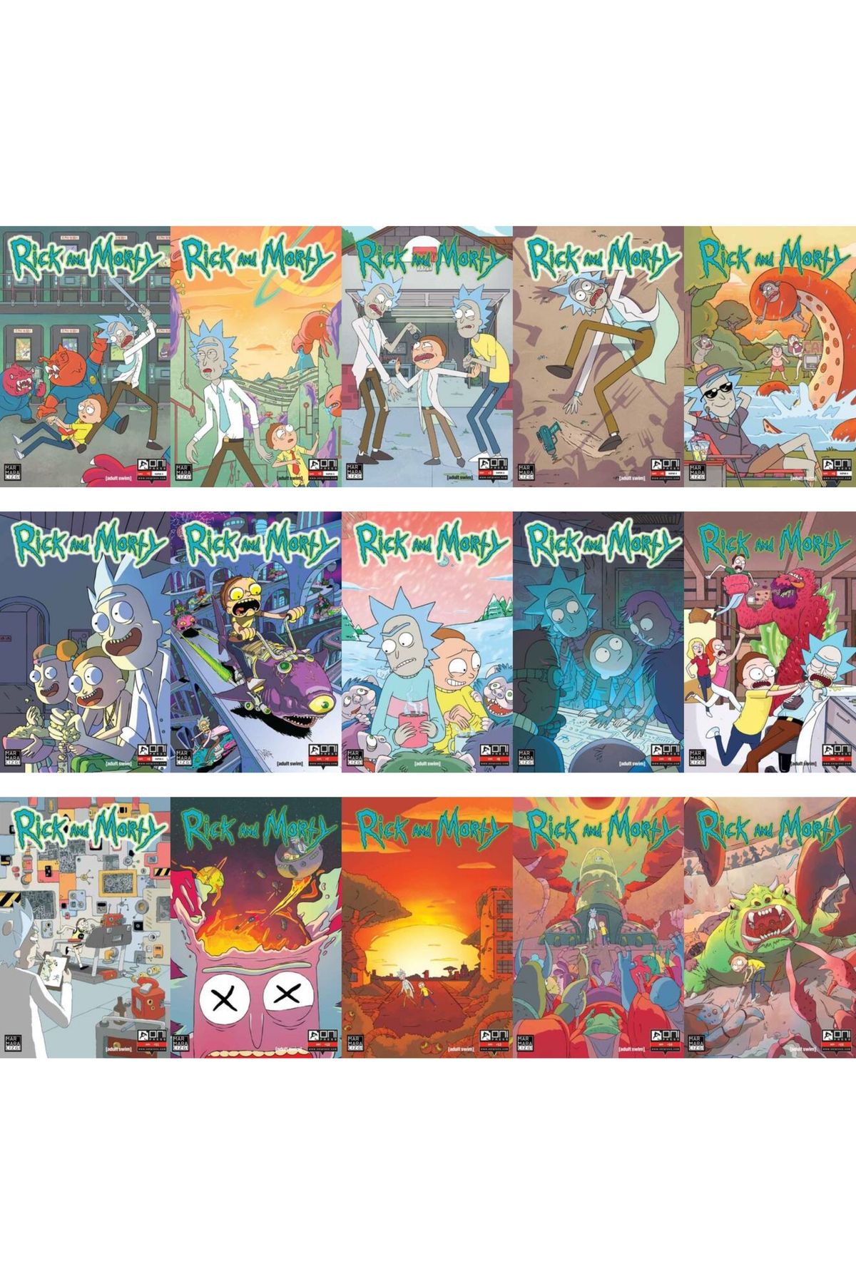 Marmara Çizgi Yayınları Rick and Morty 1-15 Arası Tüm Sayılar Çizgi Fasikül Seti