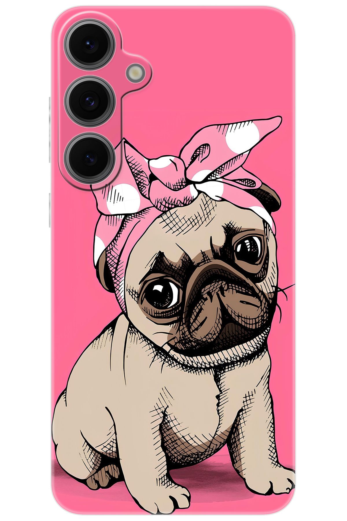 Ceppare Samsung Galaxy S24 FE (SM-S721B) Uyumlu Kılıf Desen Baskılı Silikon Sevimli Pug STK:748 CP-cXOmdAI