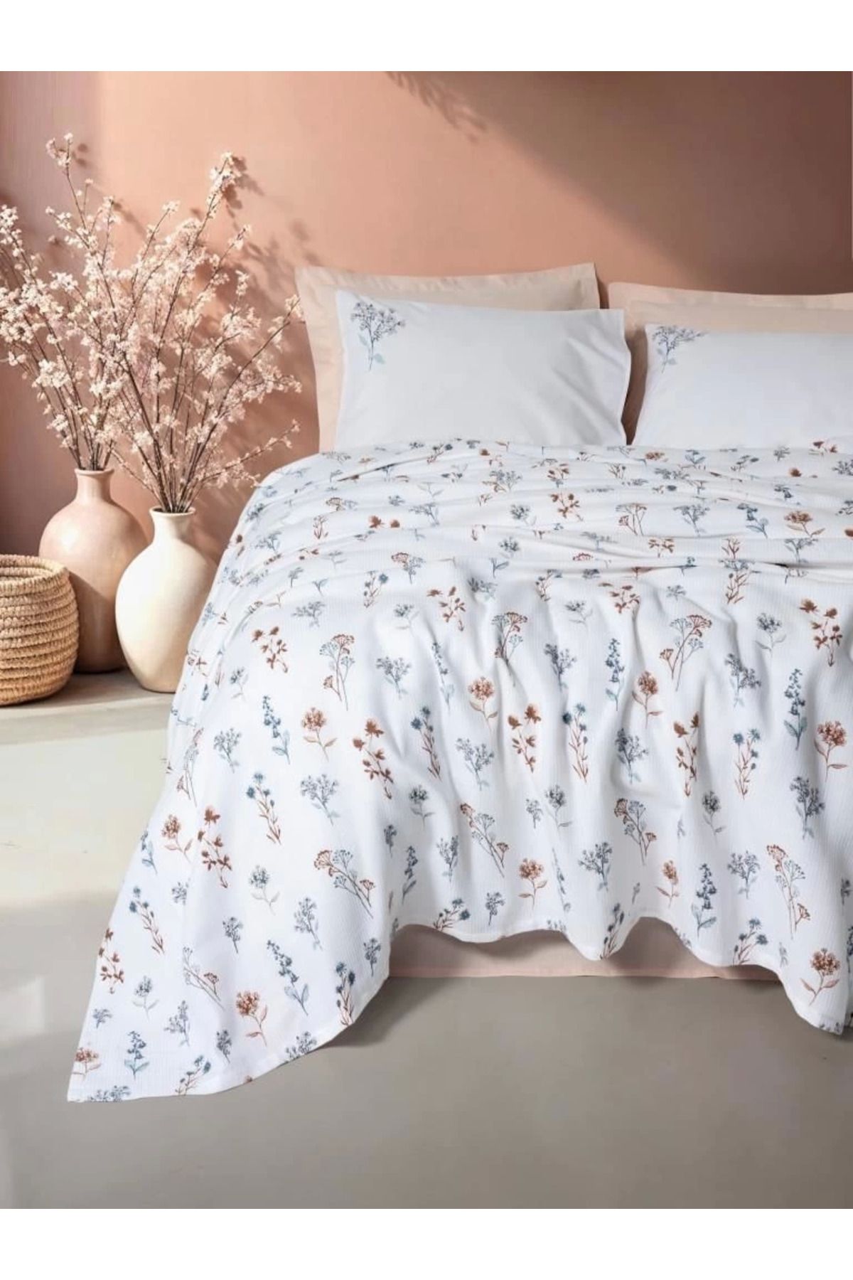 Angoravi Cotton Box Estiva Çift Kişilik Pike Takımı Briar Somon