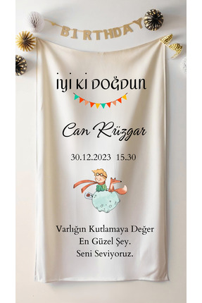 Puppetzzz Küçük Prens Temalı Kişiye Özel Dikey Doğum Günü Flaması Afişi Duvar...
