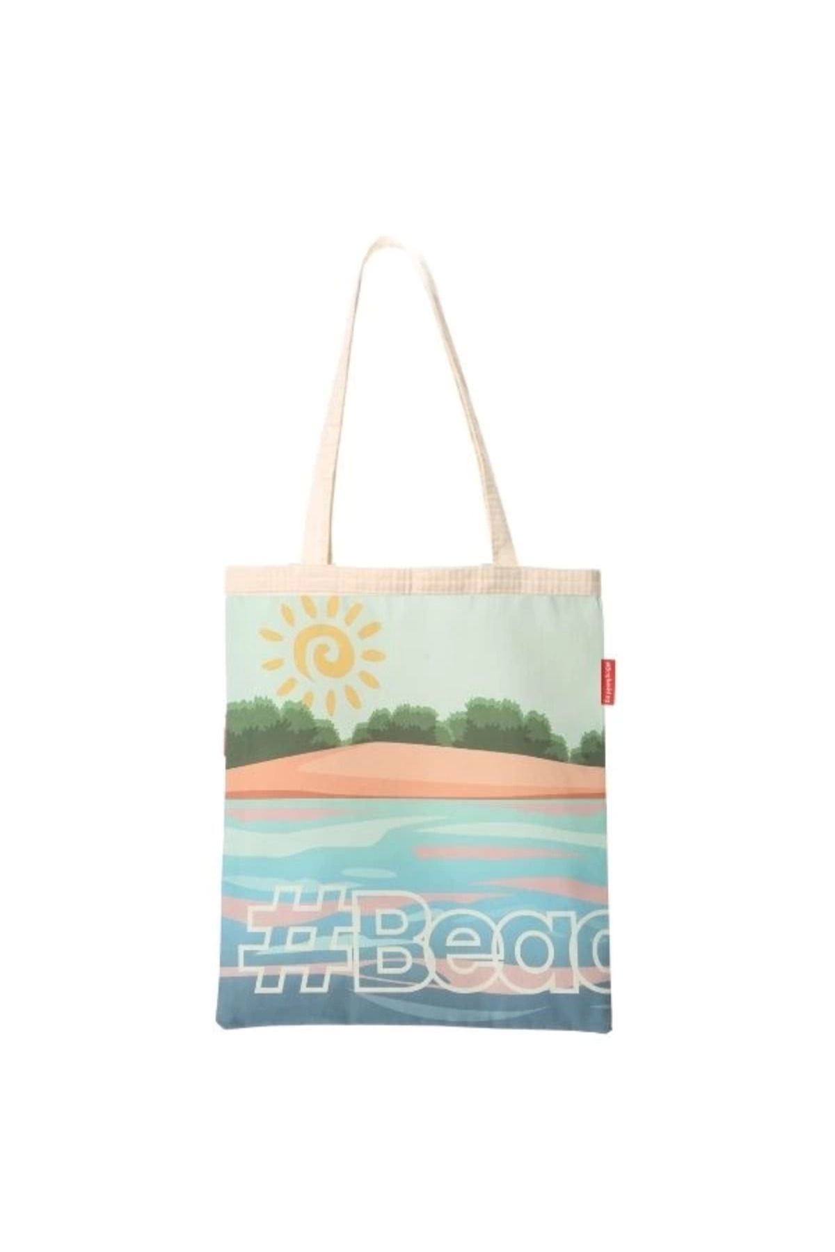 Angoravi Baghashtag Beach Bag Baskılı Bez Çanta