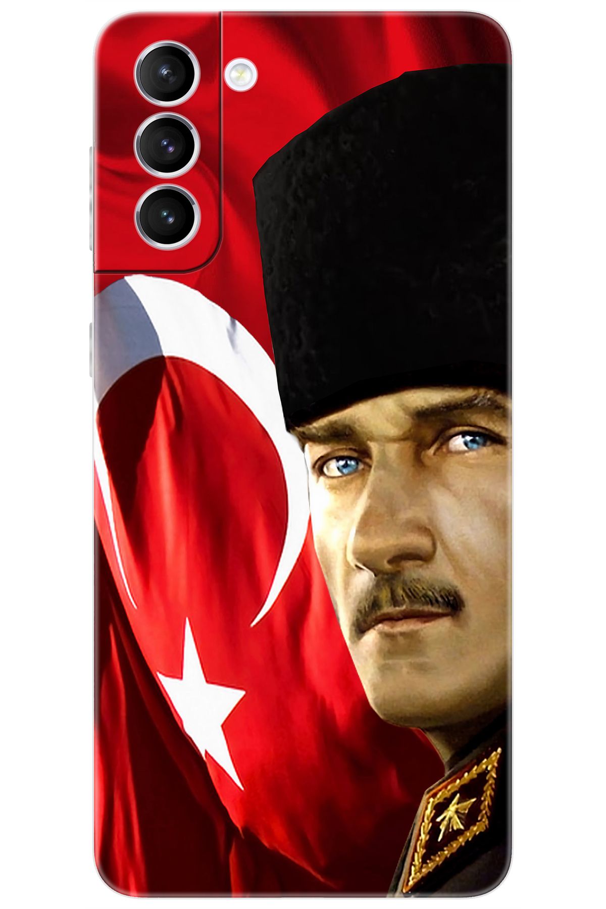 Ceppare Samsung Galaxy S21 PLUS (SM-G996B) Uyumlu Kılıf Silikon Atatürk ve Türk Bayrağı STK:726 CP-zprrb5O