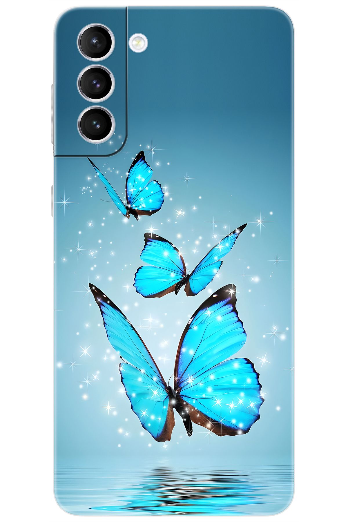 Ceppare Samsung Galaxy S21 PLUS (SM-G996B) Uyumlu Kılıf Desen Baskı Silikon Mavi Kelebek STK:710 CP-42HCs33
