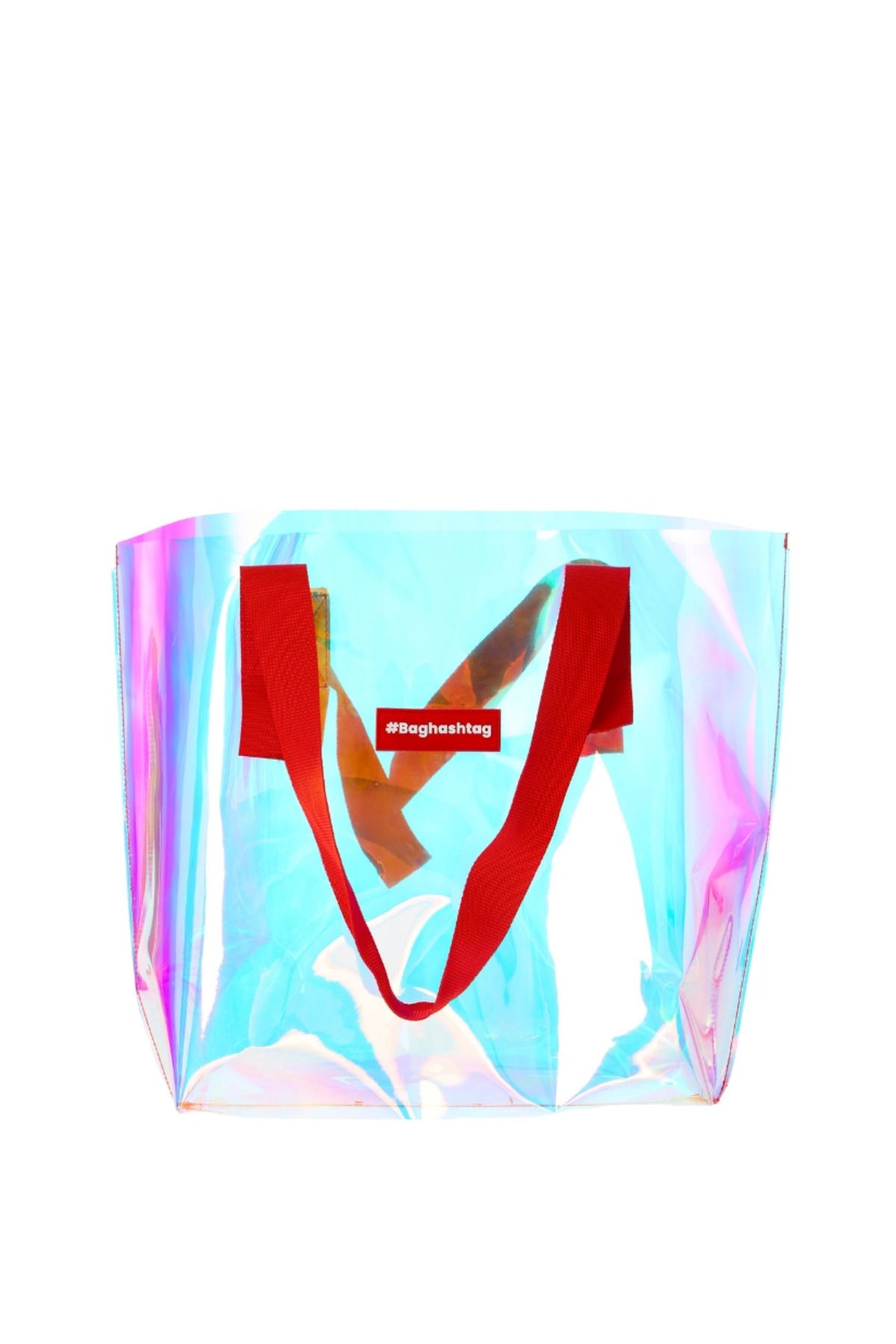 Angoravi Baghashtag Şeffaf Hologram Büyük Boy Beach Plaj Çantası