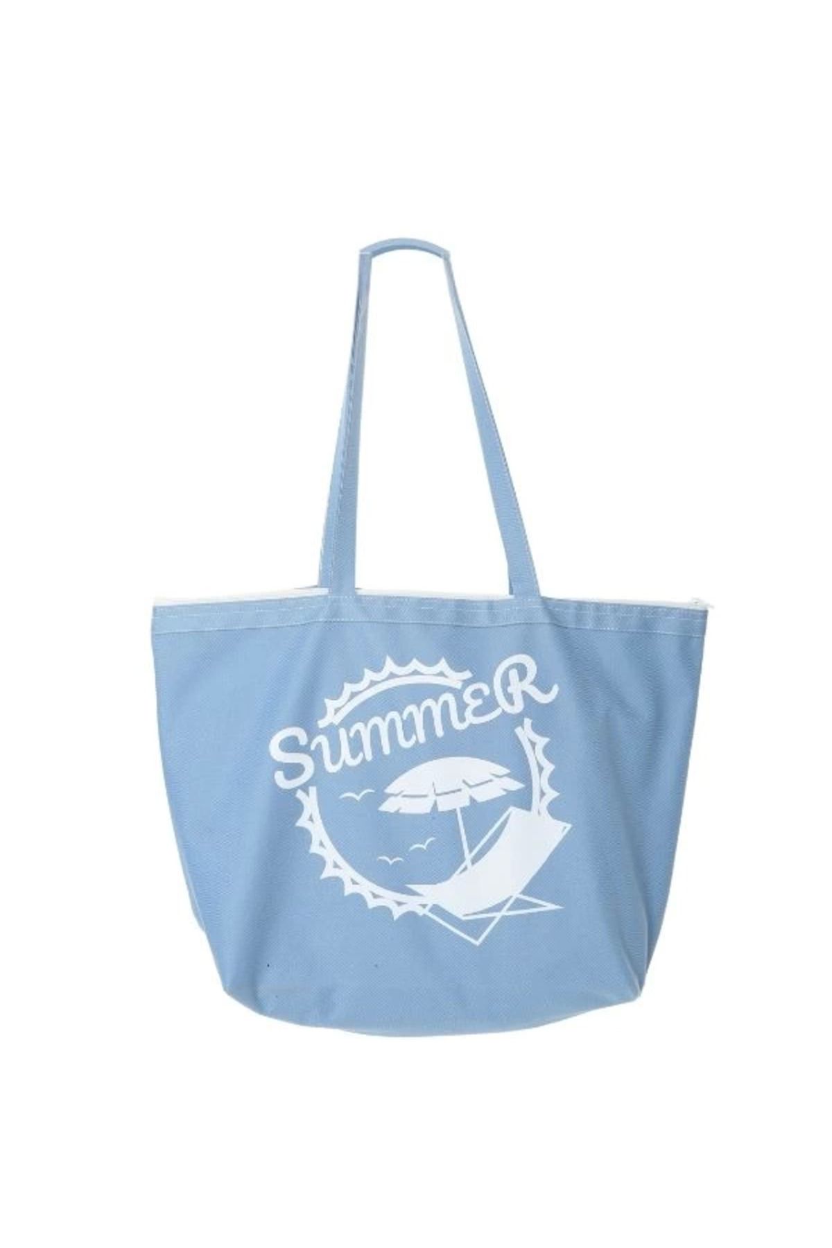Angoravi Baghashtag Summer Beach Bag Plaj Çantası Mavi