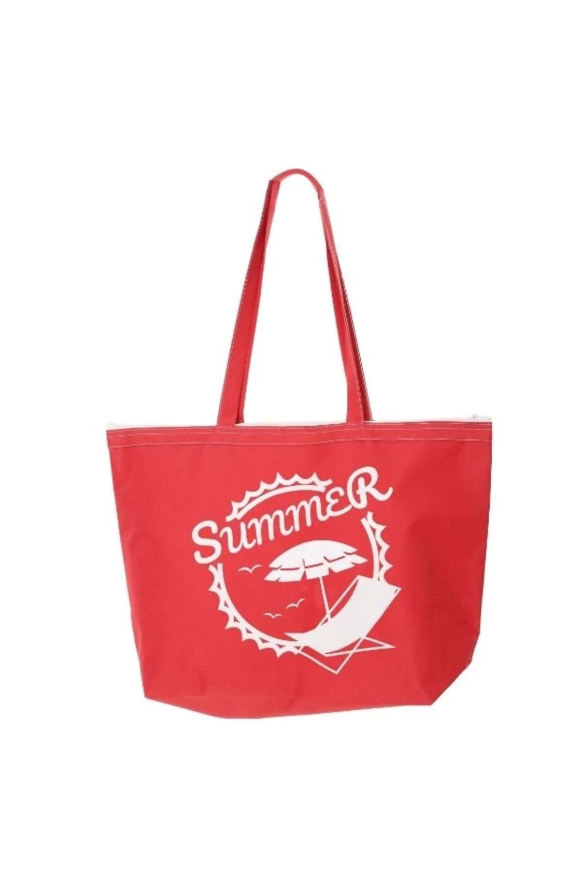 MELFSHOP Baghashtag Summer Beach Bag Plaj Çantası Kırmızı
