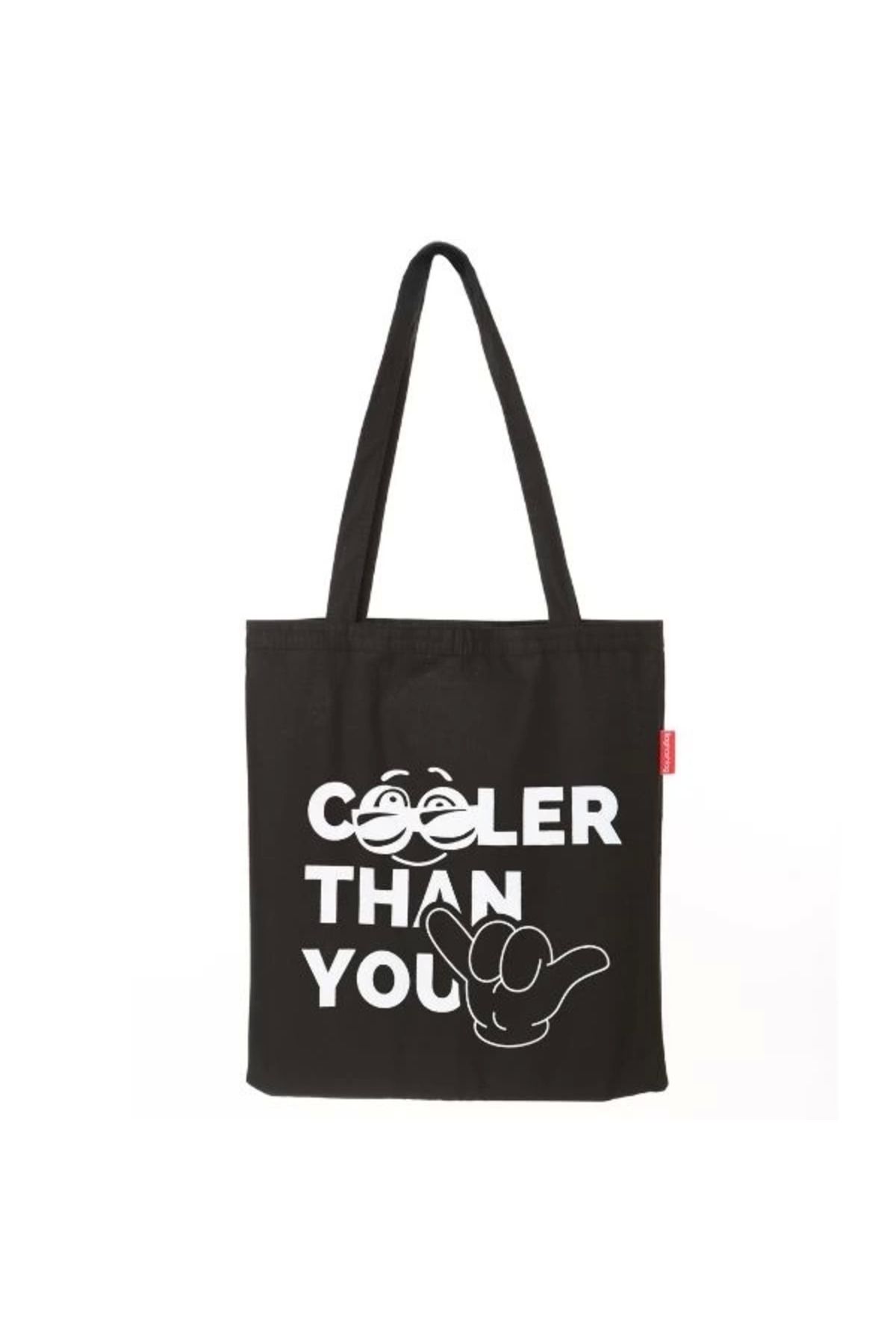 Angoravi Baghashtag Siyah Bez Çanta Cooler Than You Baskılı