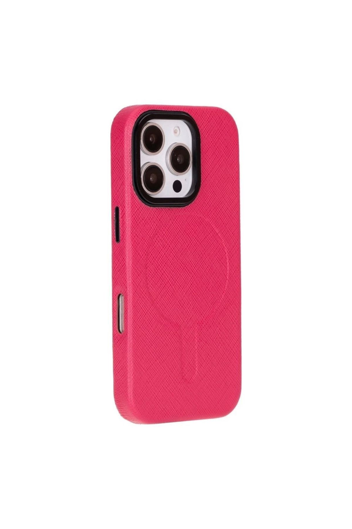 Angoravi Apple iPhone 16 Pro Max uyumlu, Hakiki Deri, El Yapımı Kılıf, Pembe