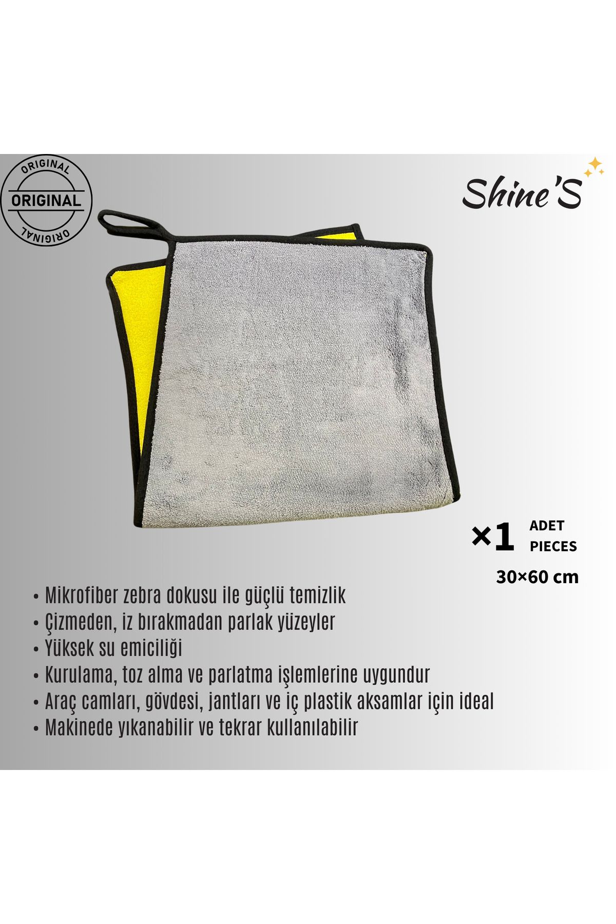 Shines Fabrika Satış Mağazası Shine'S 1 Adet çift taraflı Zebra bez, oto bezi, araç temizleme, araba temizleme 30x40 cm