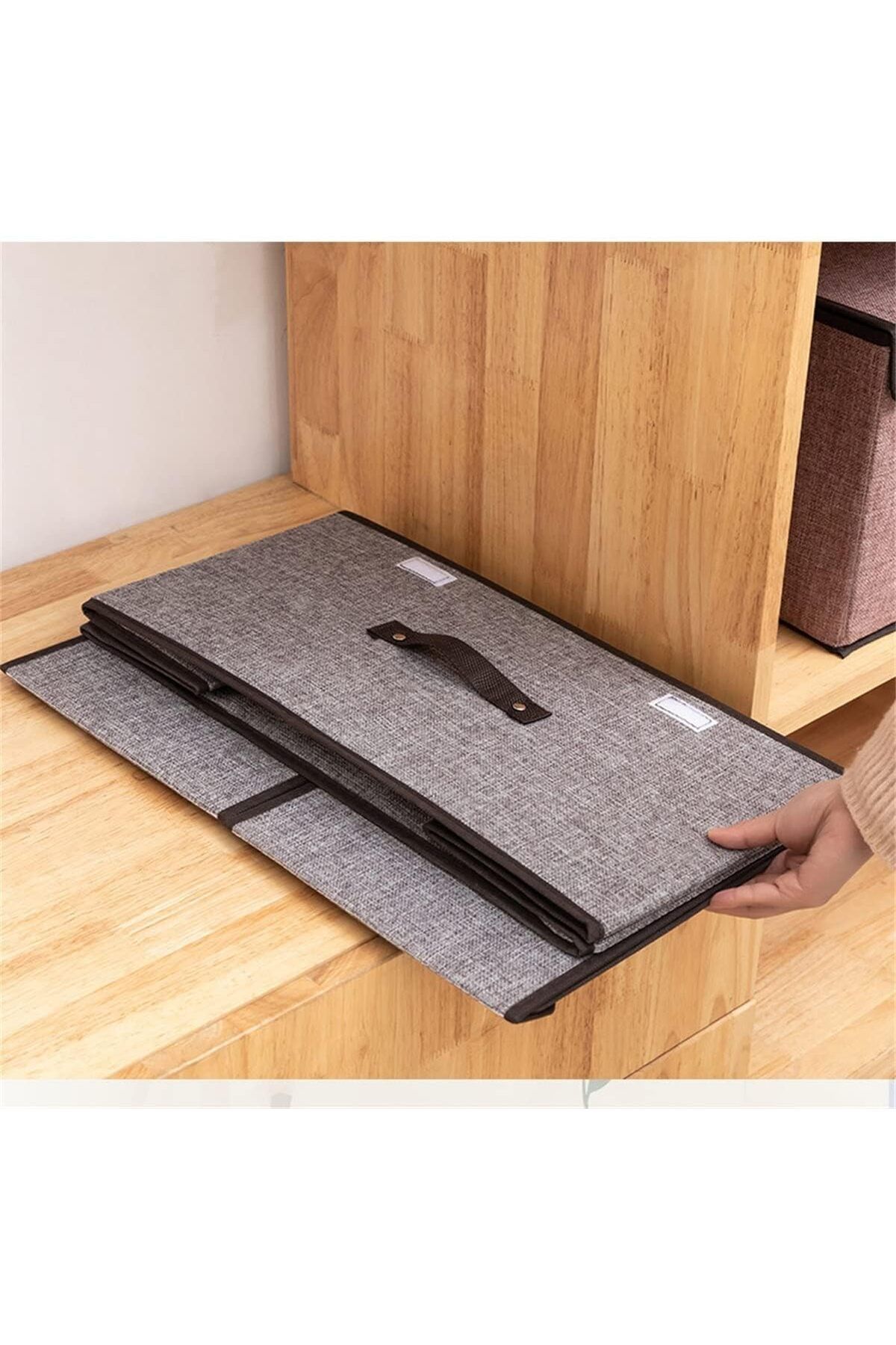 Generic-LEFAFA Clothing Storage Bins - Foldable Storage Box With Lids And Handle, 3pcs Double Lid Foldable 5