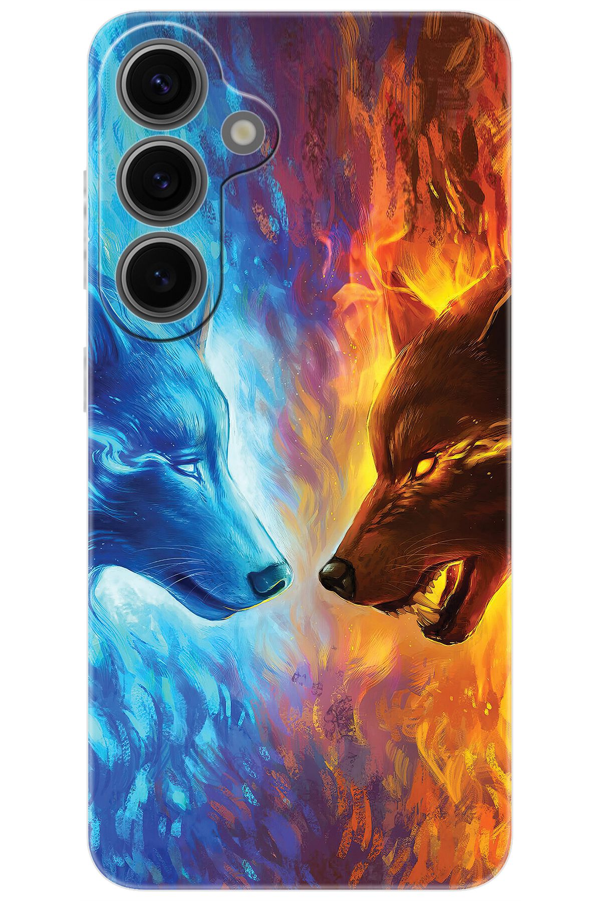 Ceppare Samsung Galaxy S24 PLUS (SM-S926B) Uyumlu Kılıf Desenli Silikon Alev ve Kurtlar STK:489 CP-UGC28WD