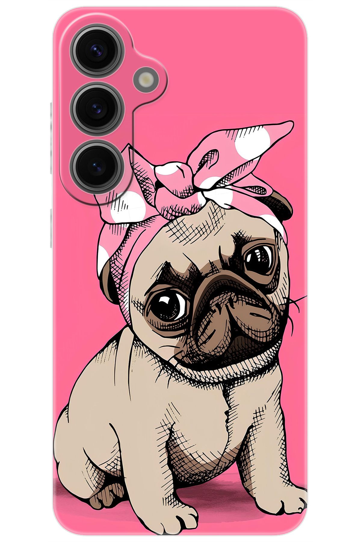 Ceppare Samsung Galaxy S24 PLUS (SM-S926B) Uyumlu Kılıf Desen Baskılı Silikon Sevimli Pug STK:748 CP-N63YKp6