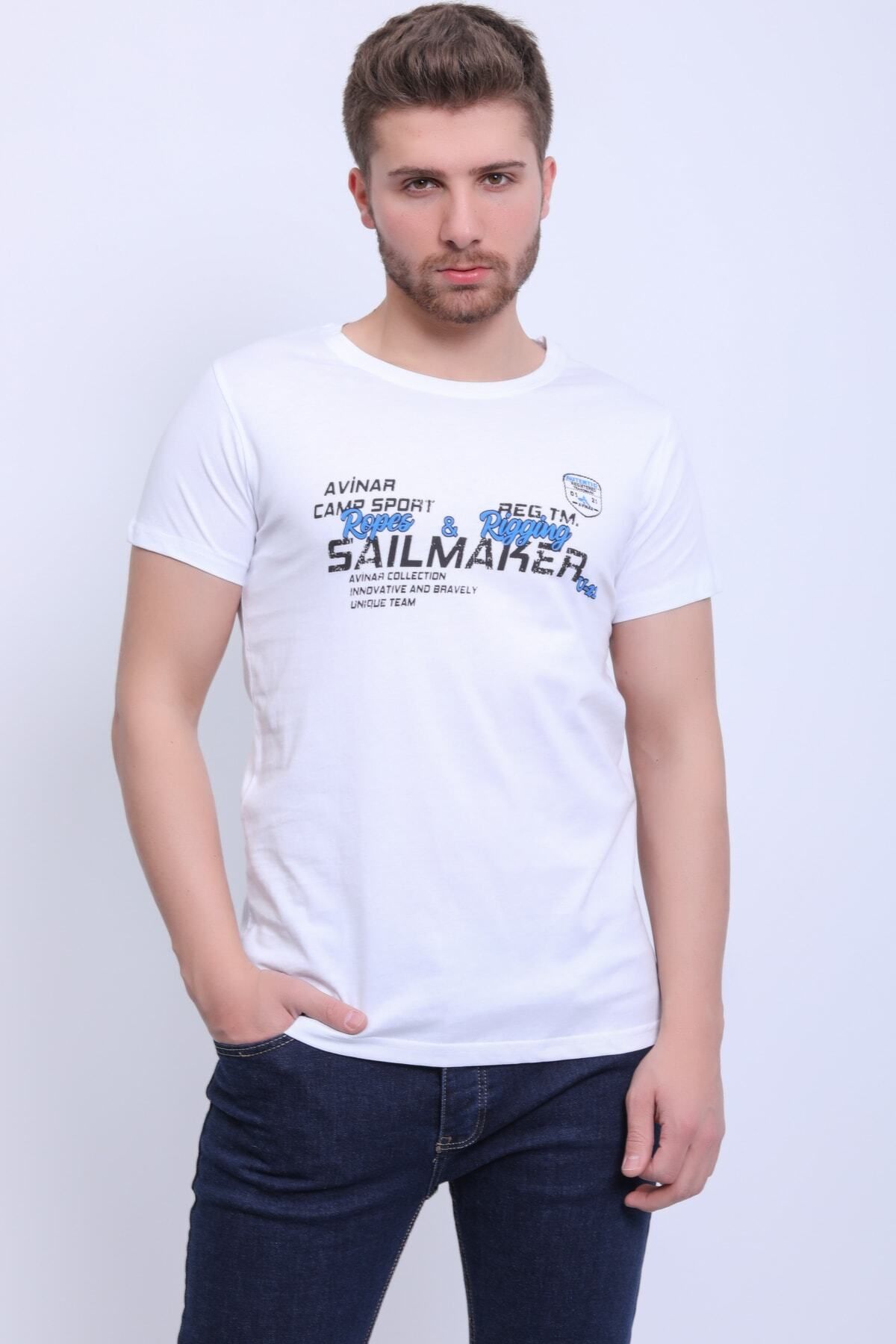 Avinar Unisex Bisiklet Yaka Baskılı T-shirt