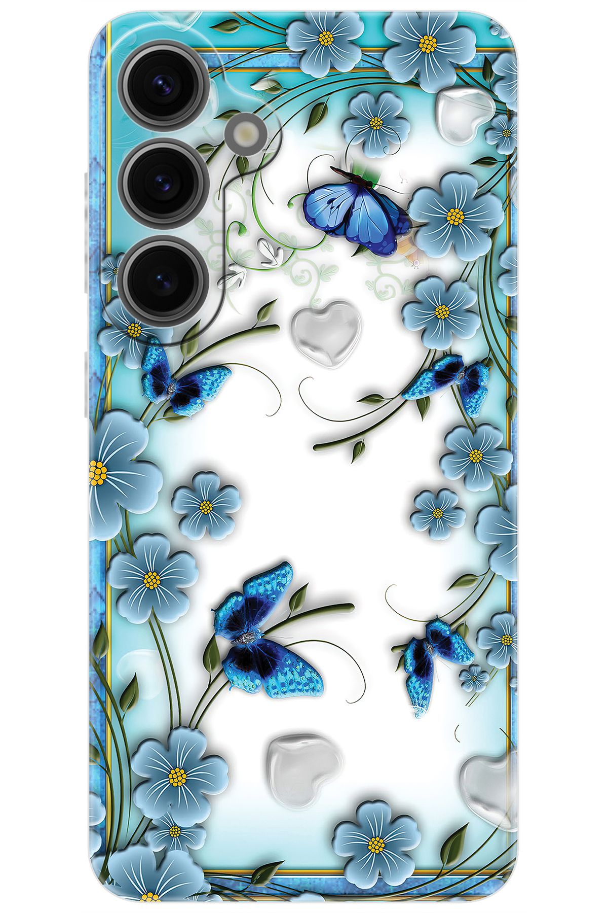 Ceppare Samsung Galaxy S24 PLUS (SM-S926B) Uyumlu Kılıf Desen Silikon Çiçek ve Kelebekler STK:547 CP-upOK4VG