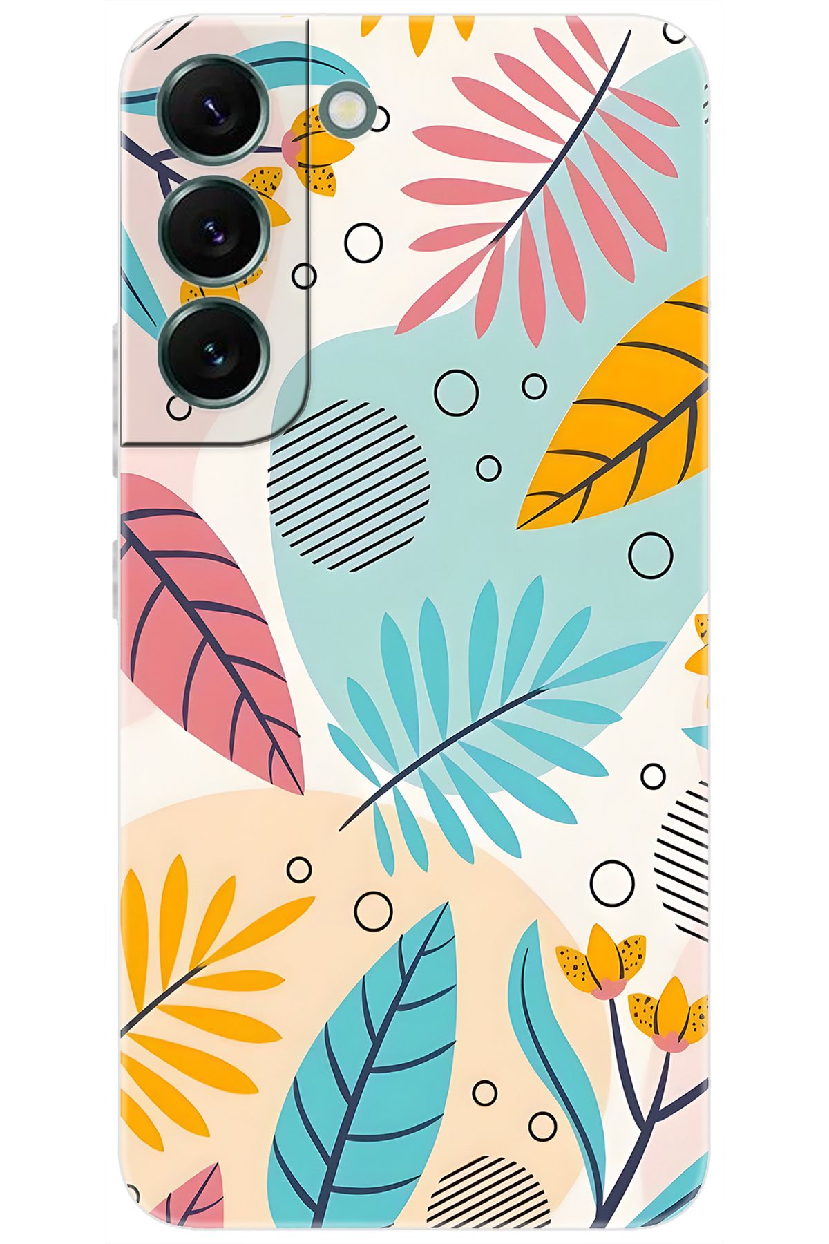 Ceppare Samsung Galaxy S22 PLUS (SM-S906E) Uyumlu Kılıf Desenli Silikon Renkli Yapraklar STK:643 CP-QWaqGuu