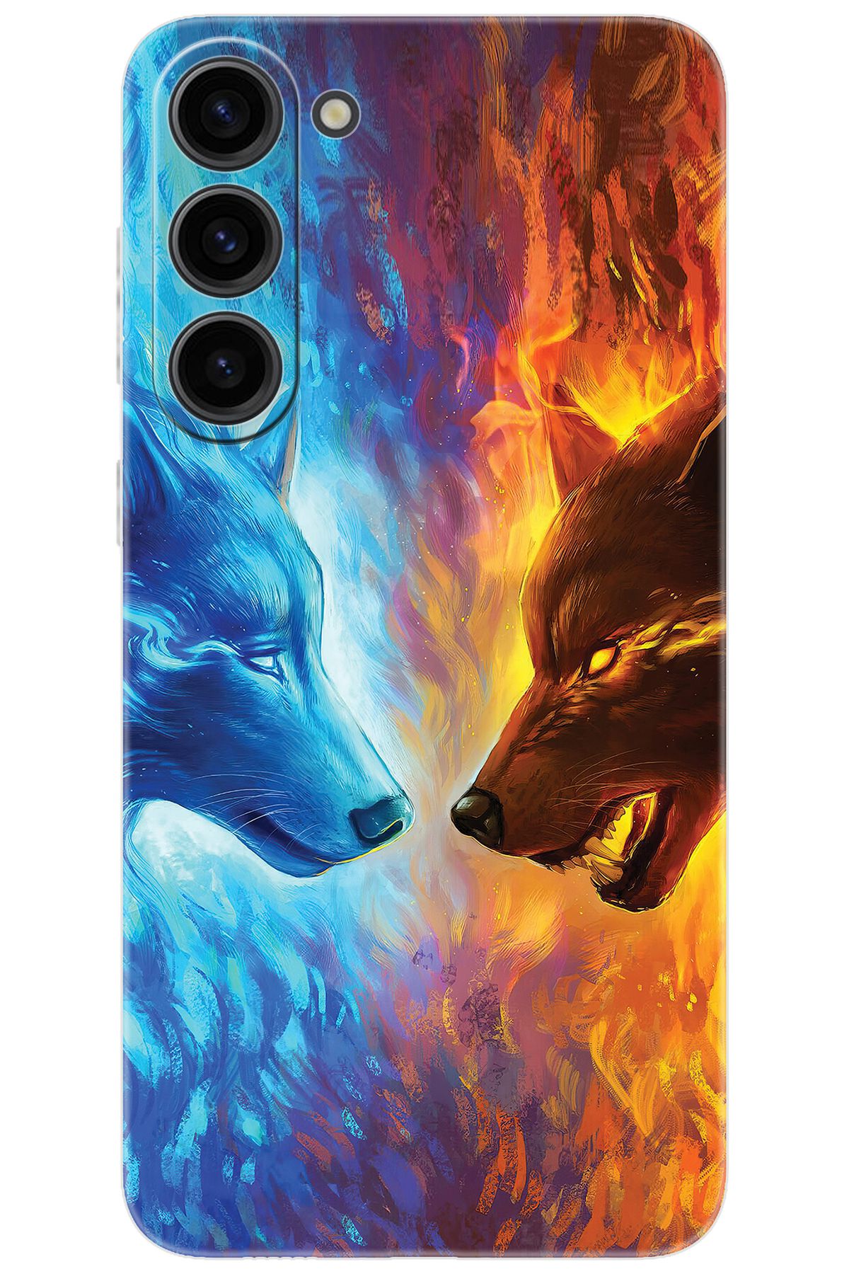 Ceppare Samsung Galaxy S23 PLUS (SM-S916B) Uyumlu Kılıf Desenli Silikon Alev ve Kurtlar STK:489 CP-pbhjYHG