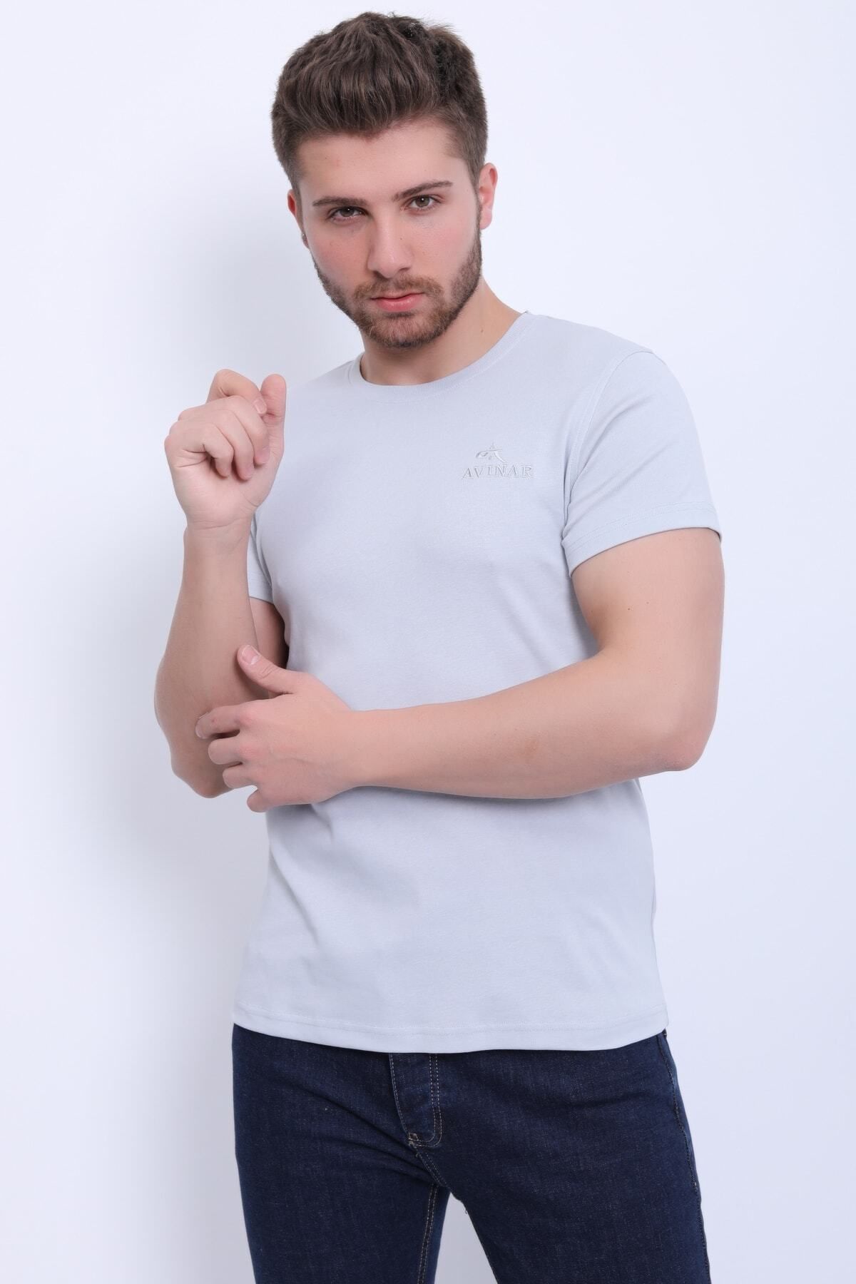 Avinar Unisex Bisiklet Yaka Nakışlı T-shirt