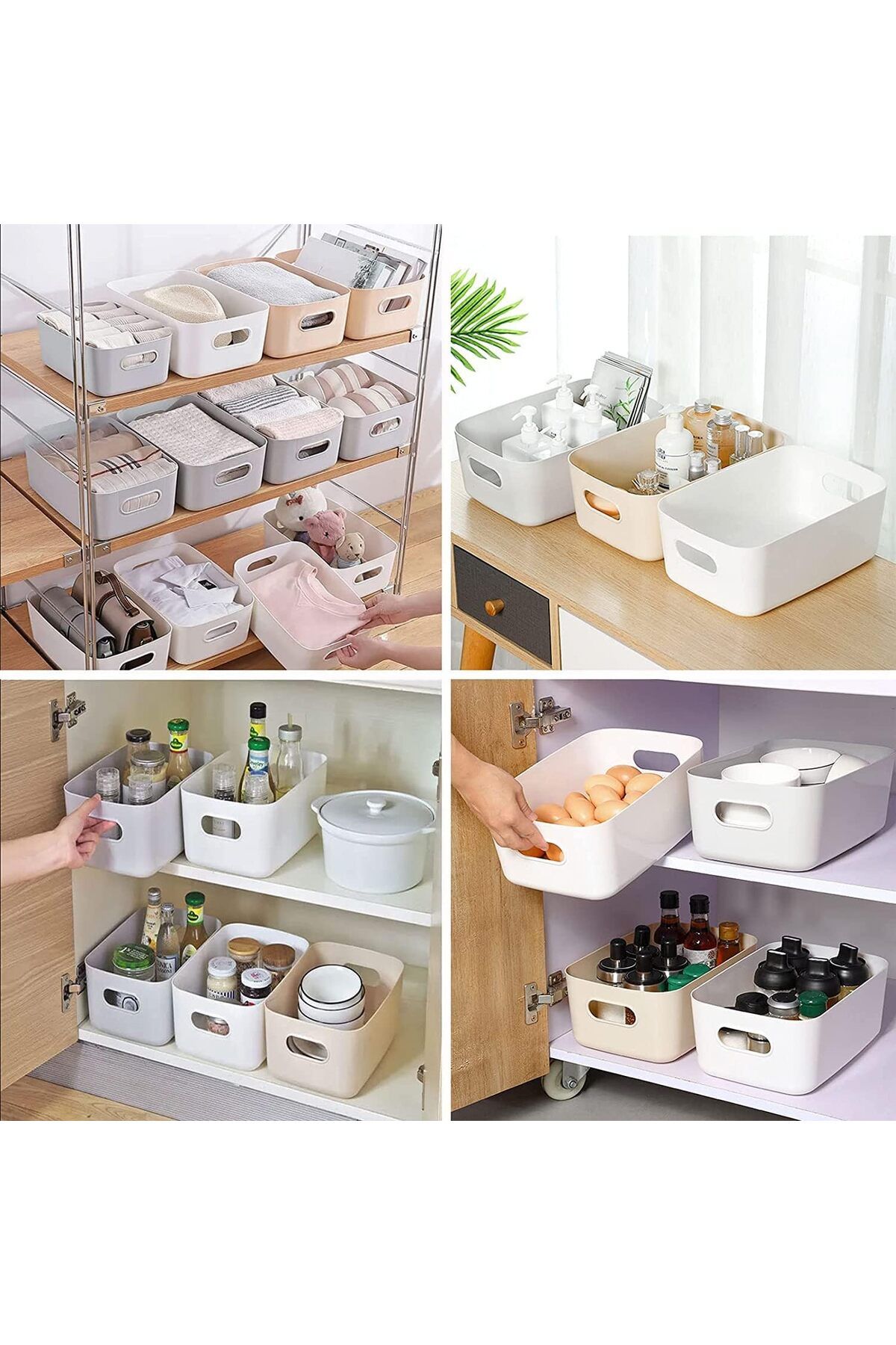 Generic-SYOSI Plastic Storage Basket, 6 Pc Open Storage Boxes with Handles - Multiple Colour Organisation B 5