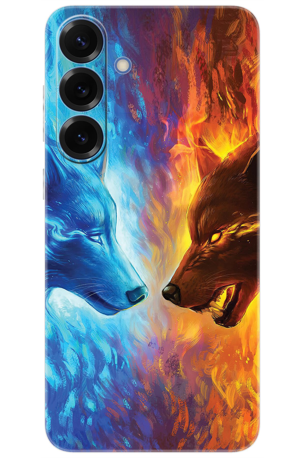 Ceppare Samsung Galaxy S25 PLUS (SM-S936B) Uyumlu Kılıf Desenli Silikon Alev ve Kurtlar STK:489 CP-ShvPrXG