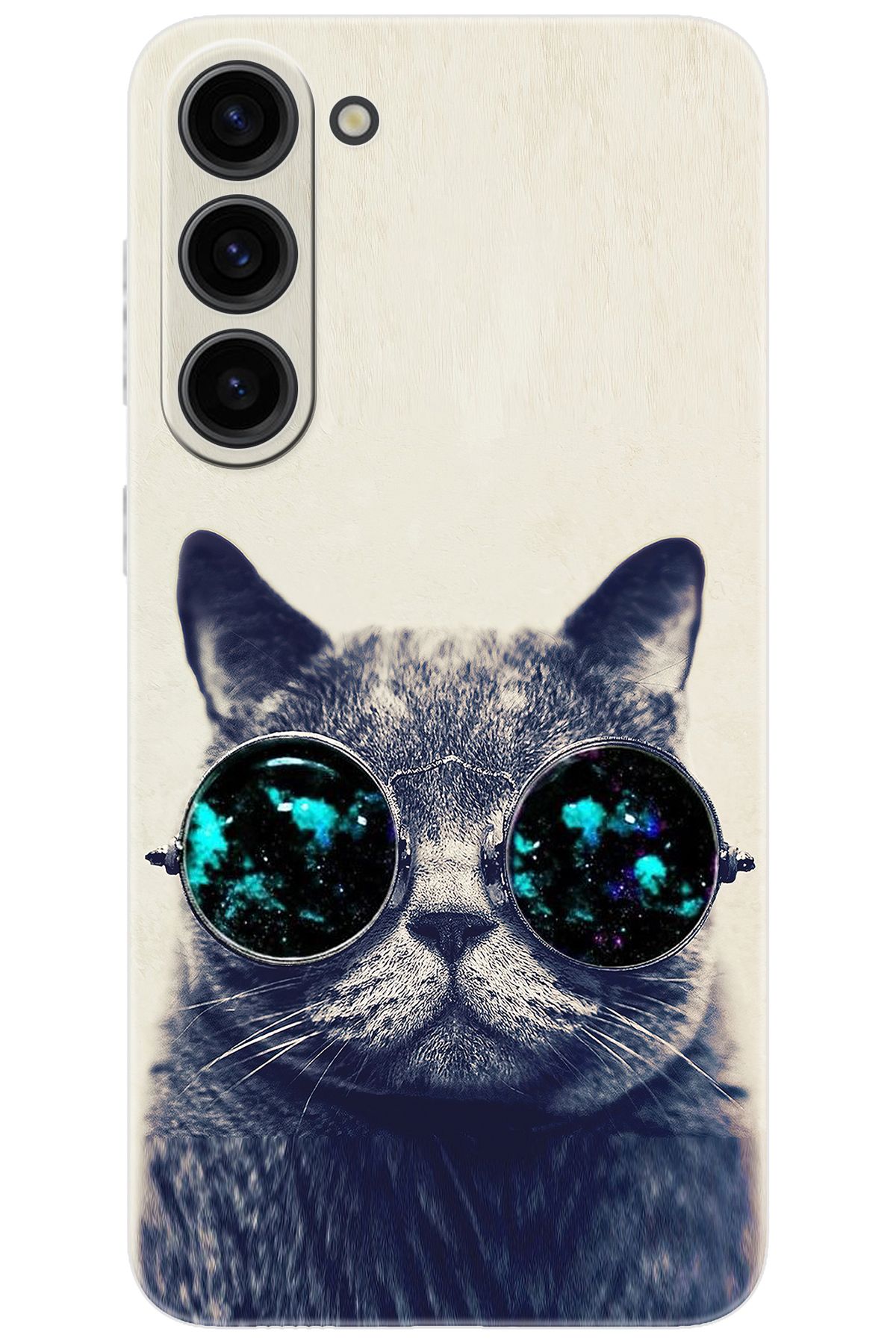 Ceppare Samsung Galaxy S23 PLUS (SM-S916B) Uyumlu Kılıf Desen Baskı Silikon Gözlüklü Kedi STK:236 CP-EplUQnX