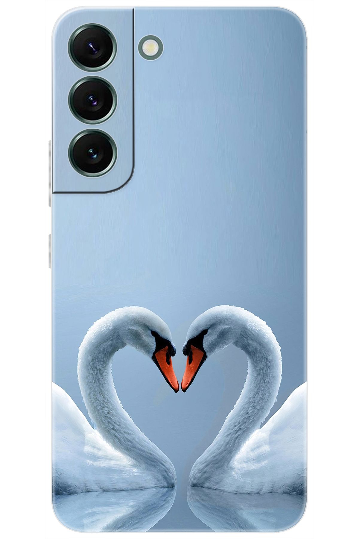 Ceppare Samsung Galaxy S22 PLUS (SM-S906E) Uyumlu Kılıf Desen Baskılı Silikon Kuğ ve Kalp STK:305 CP-IvGNrJc