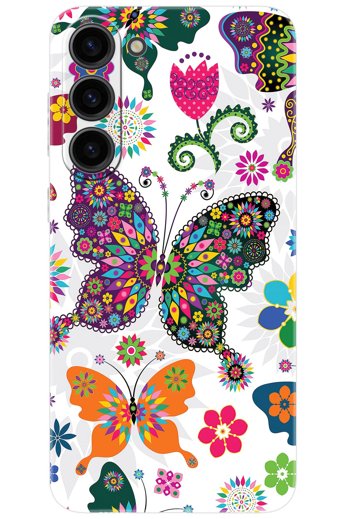 Ceppare Samsung Galaxy S23 PLUS (SM-S916B) Uyumlu Kılıf Desenli Silikon Renkli Kelebekler STK:541 CP-jaXRFrG