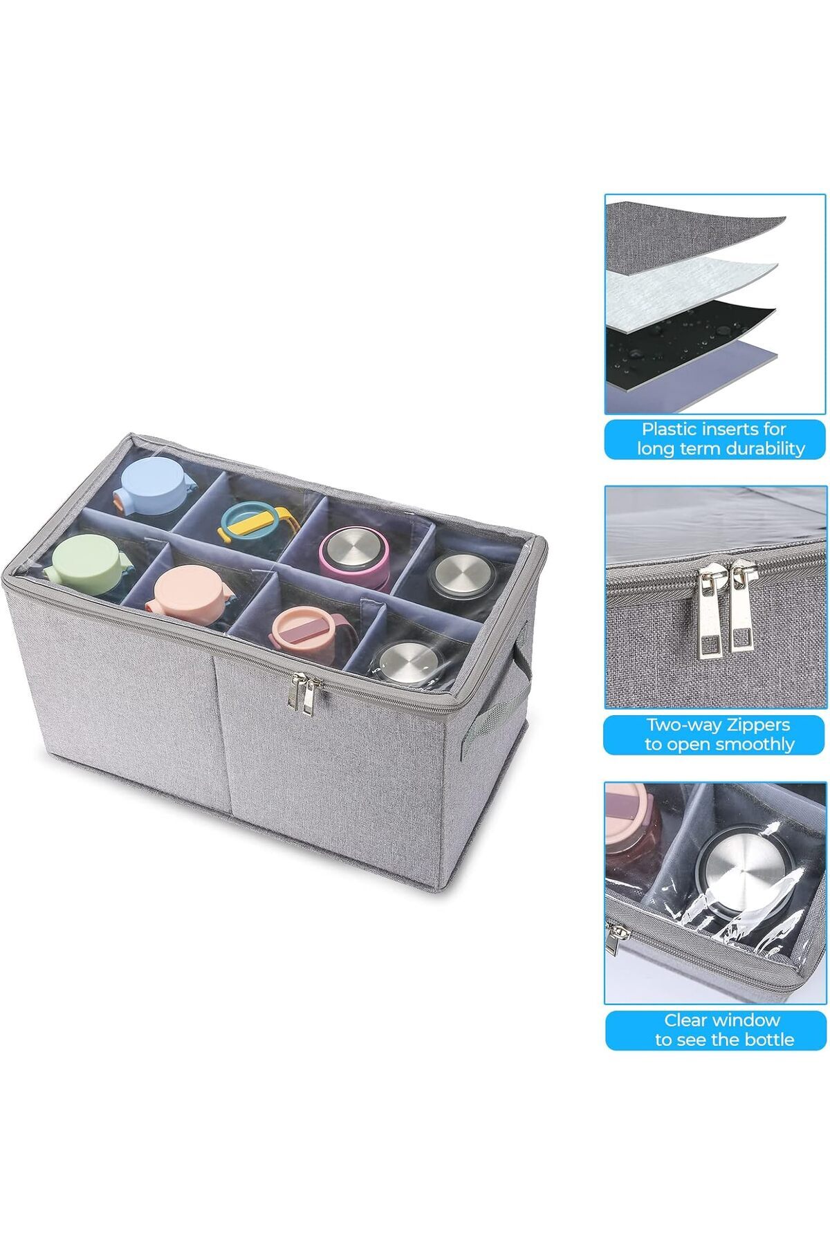 Generic-Puricon Water Bottle Storage Containers with Dividers, Drinkware Bottle Boxes Case with Lid for Kit 3
