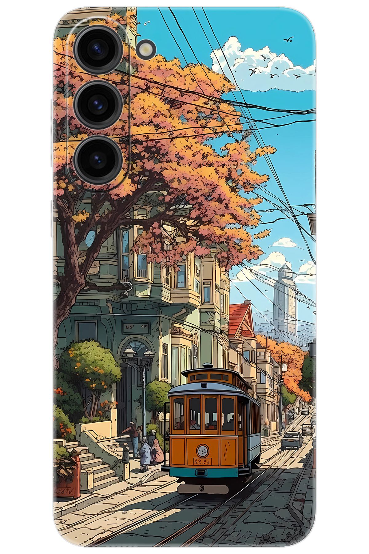 Ceppare Samsung Galaxy S23 PLUS (SM-S916B) Uyumlu Kılıf Desen Baskılı Silikon Tramvay STK:645 CP-awRHwz1