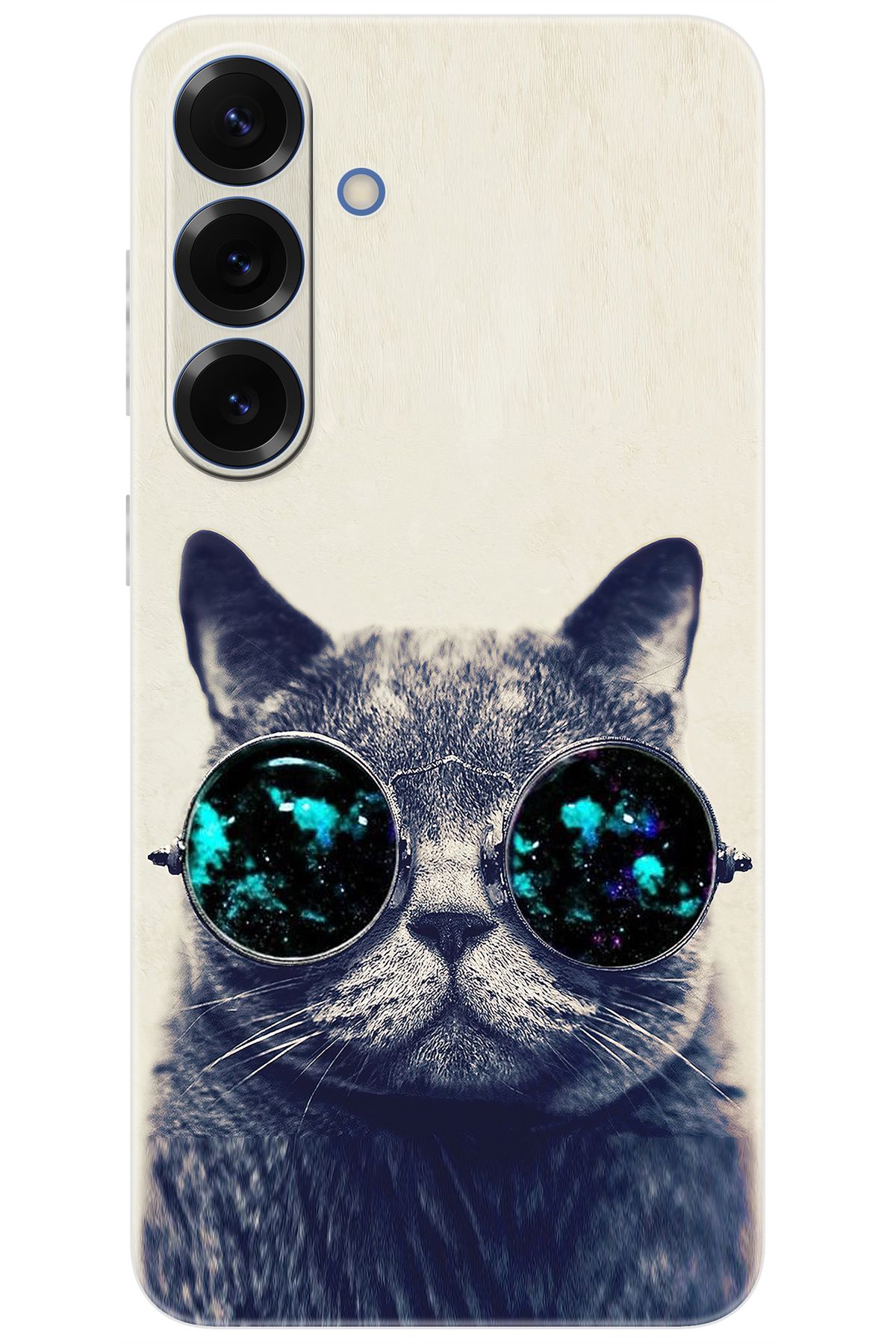 Ceppare Samsung Galaxy S25 PLUS (SM-S936B) Uyumlu Kılıf Desen Baskı Silikon Gözlüklü Kedi STK:236 CP-AHM3dzV