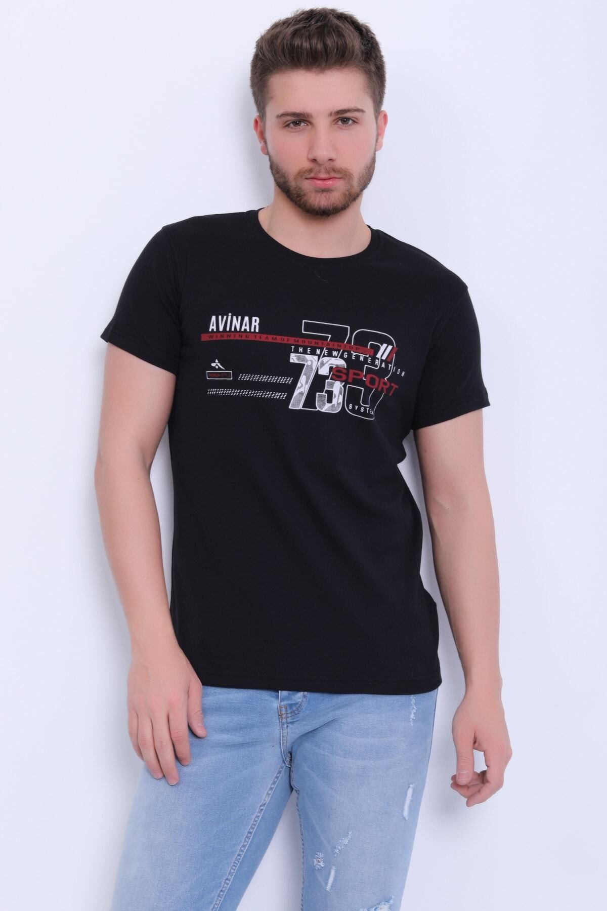 Avinar Unisex Bisiklet Yaka Baskılı T-shirt