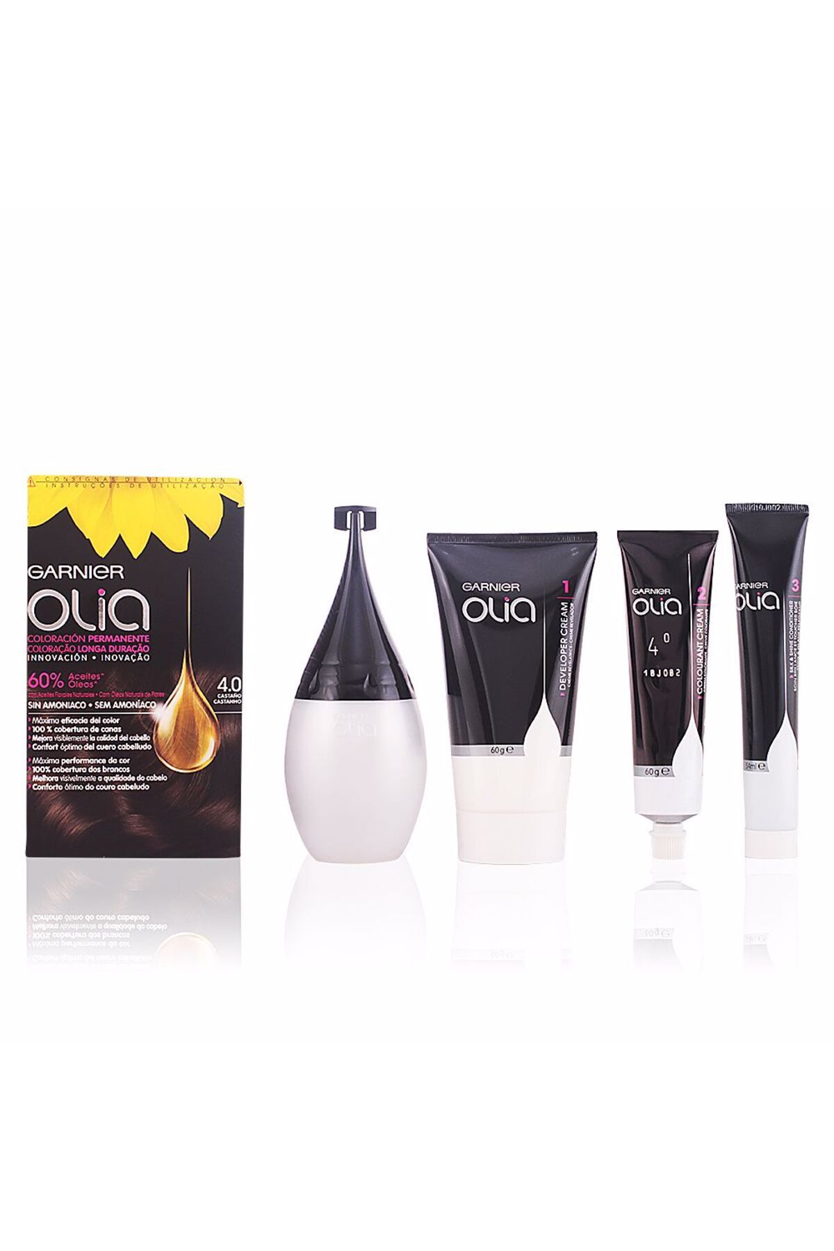 Garnier-Olia Coloración Permanente #4,0 Castaño Set 4 Pz 1