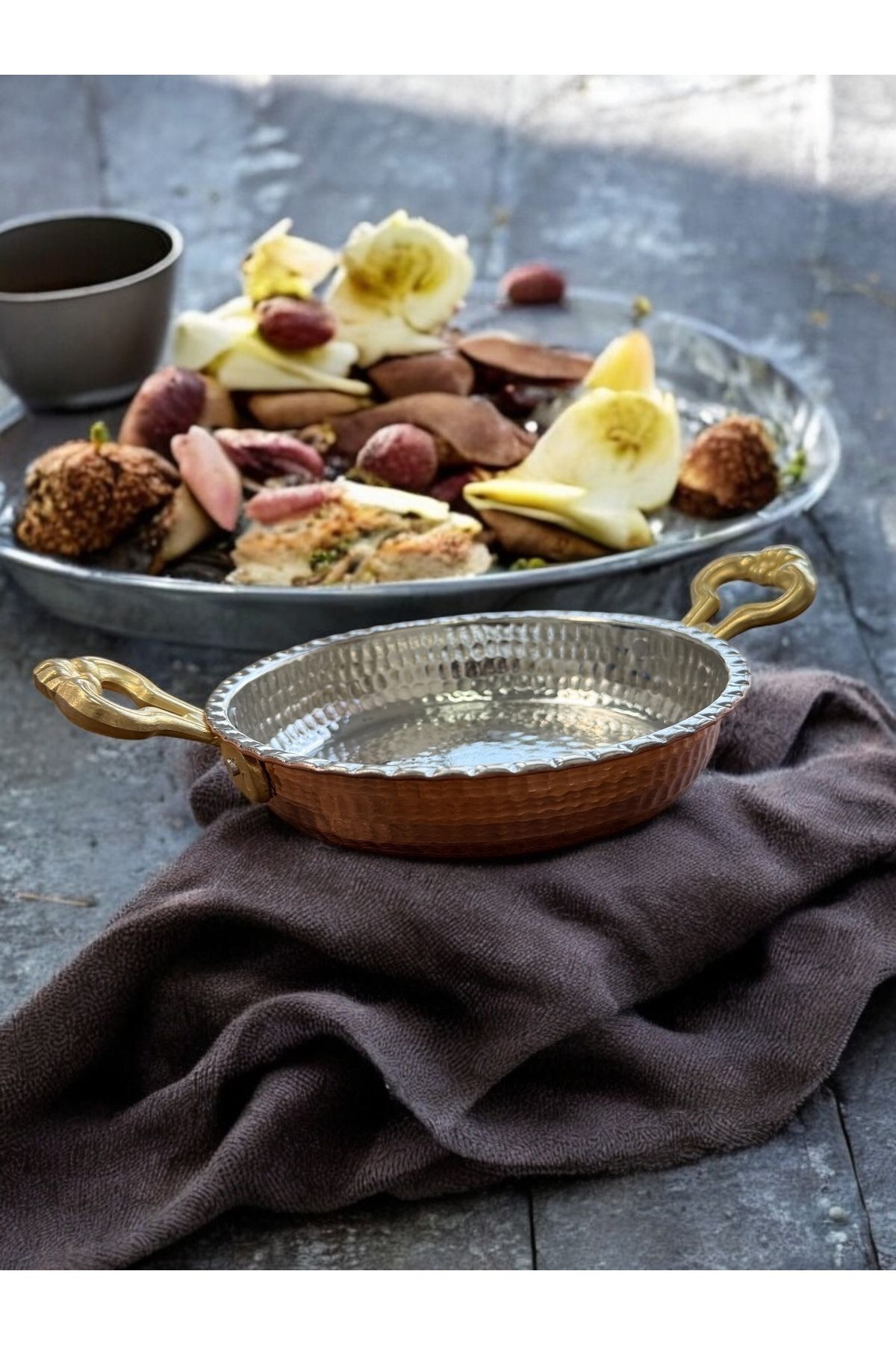Copper Atelier El Dövmesi Çirtikli Kalın Bakır Tava No:1