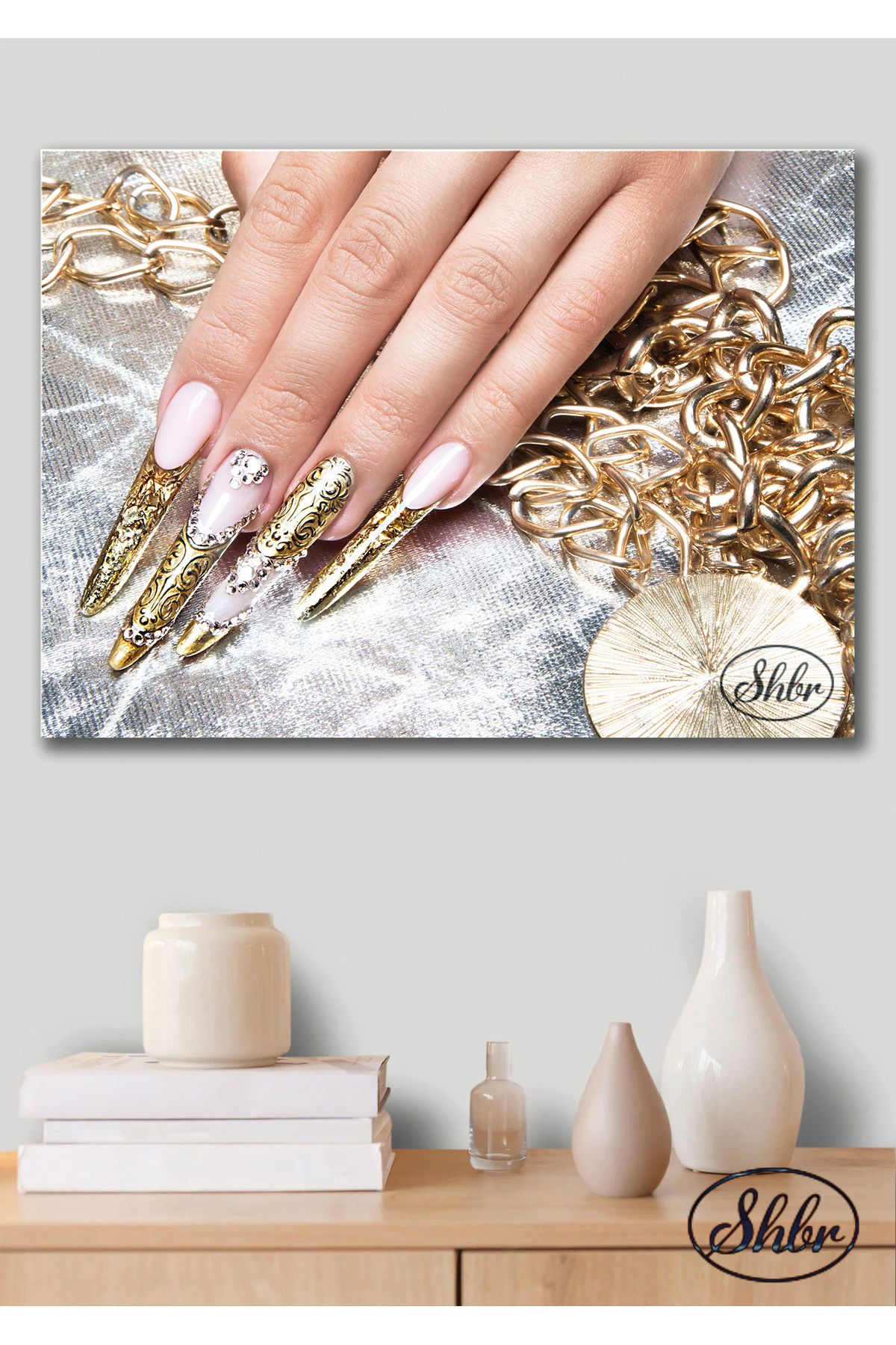 Şehber Tekli Yatay Kanvas Tablo, Kuaför, Güzellik Salonu, Nail Art, Dekoratif Kanvas Duvar Tablosu