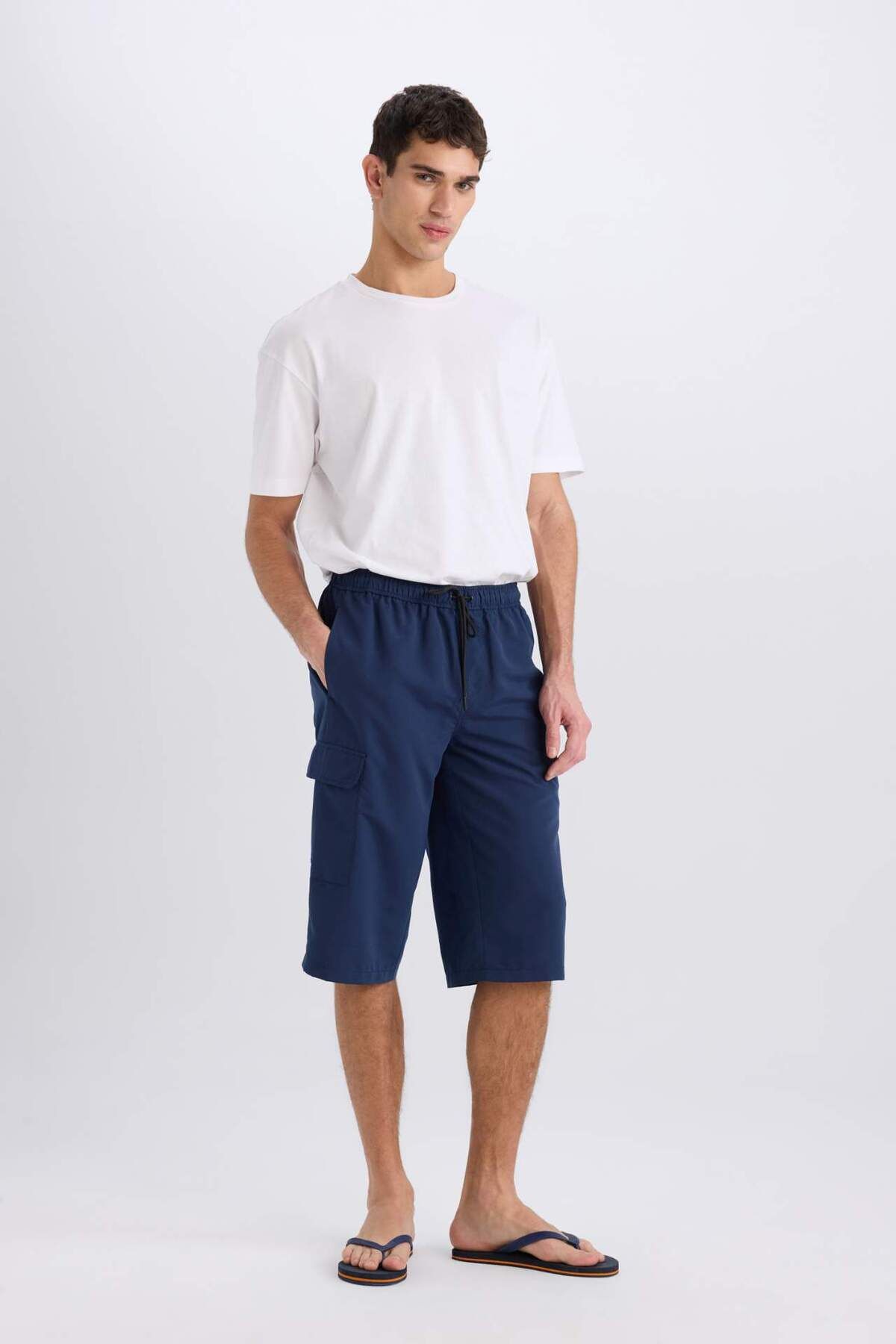 DeFacto Long Fit File Astarlı Uzun Boy Deniz Şortu E0905AX25HS