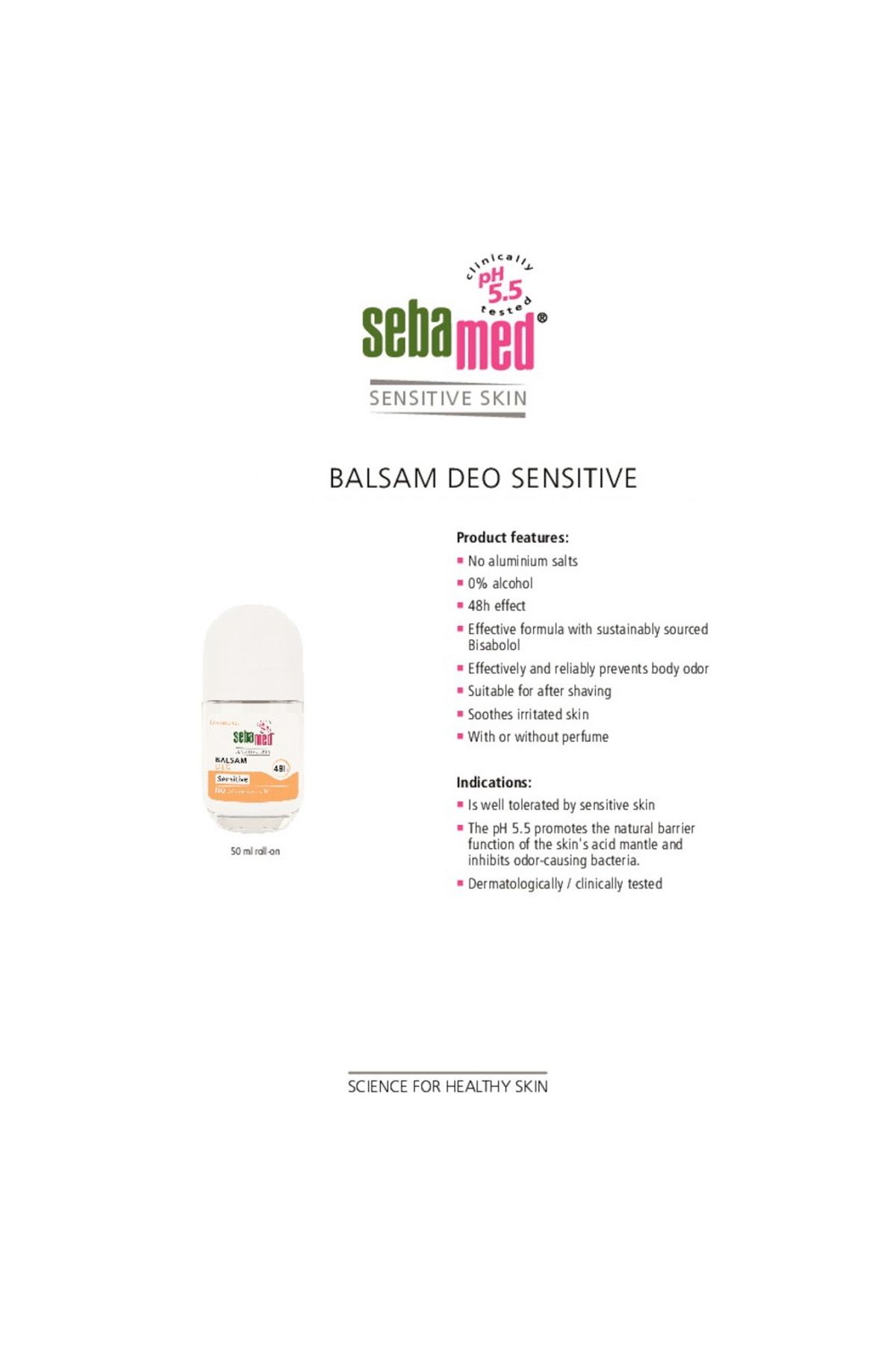 Sebamed-Roll On Balsam Sensitive 50 ml Gentle Deodorant for Sensitive Skin with Long-Lasting Freshness 4