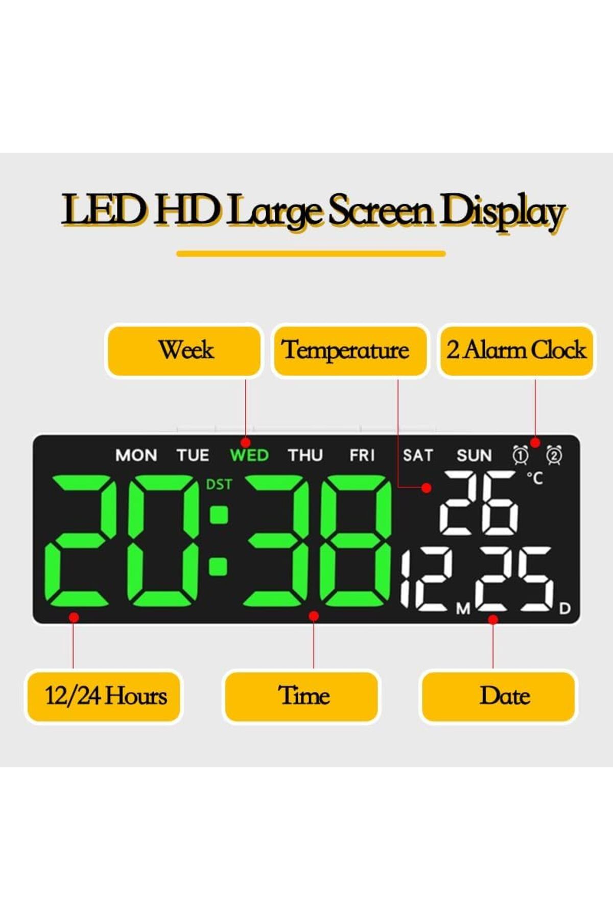 Generic-ساعات منبهة رقمية متعددة الوظائف من YLTTZH مزودة بإضاءة LED للمكتب والحائط، شاشة كبيرة مع مخرج USB، منبه/ 4