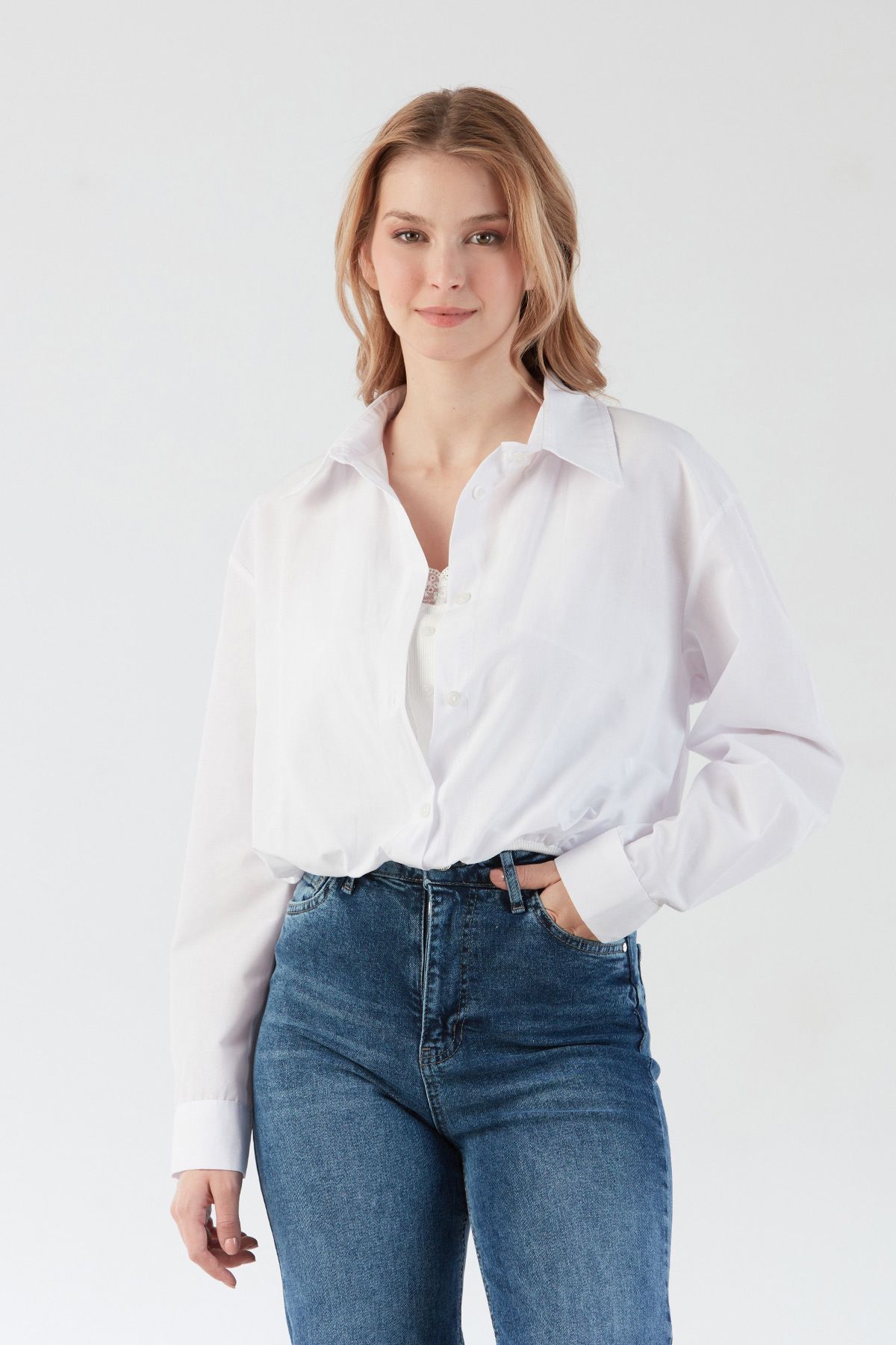 Fulla Moda Basic Body Detaylı Gömlek