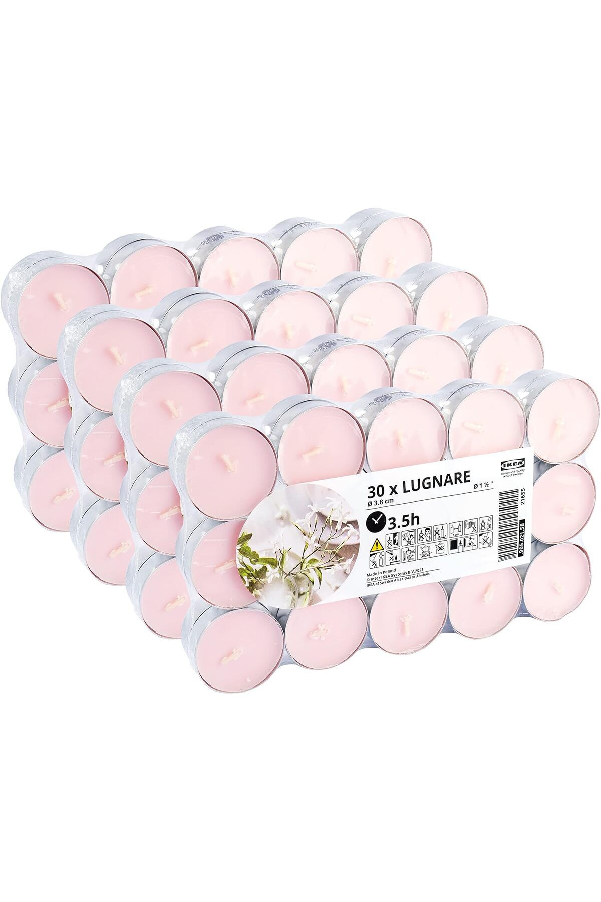Generic-Ikea LUGNARE Jasmine/Pear/Ginger/Lily Scented Tealight Candles, Light Pink, 3.5 Hours - Set of 120 1