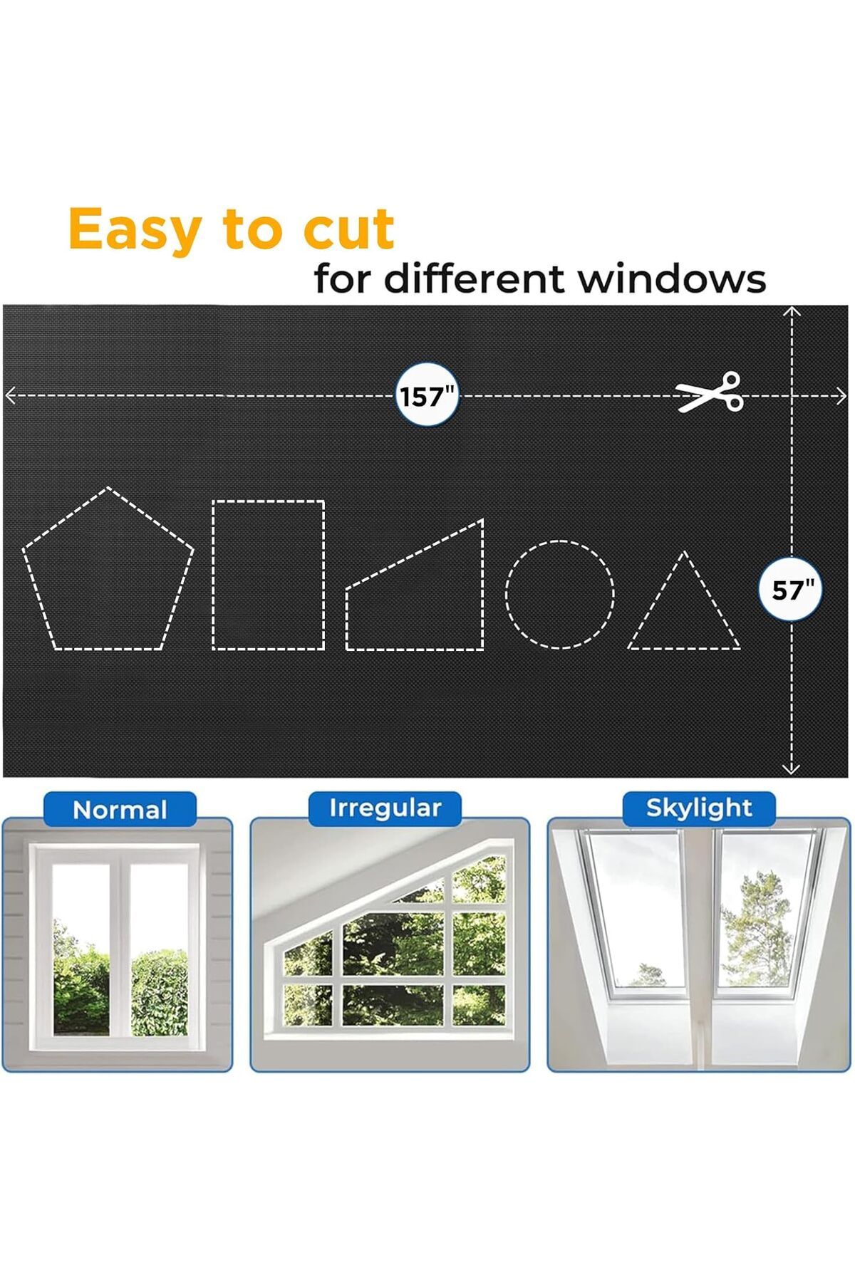 Generic-perforlld Blackout Blind(400X145cm), Portable DIY Window Blinds No Drill Easy Stick On Window, Blac 7