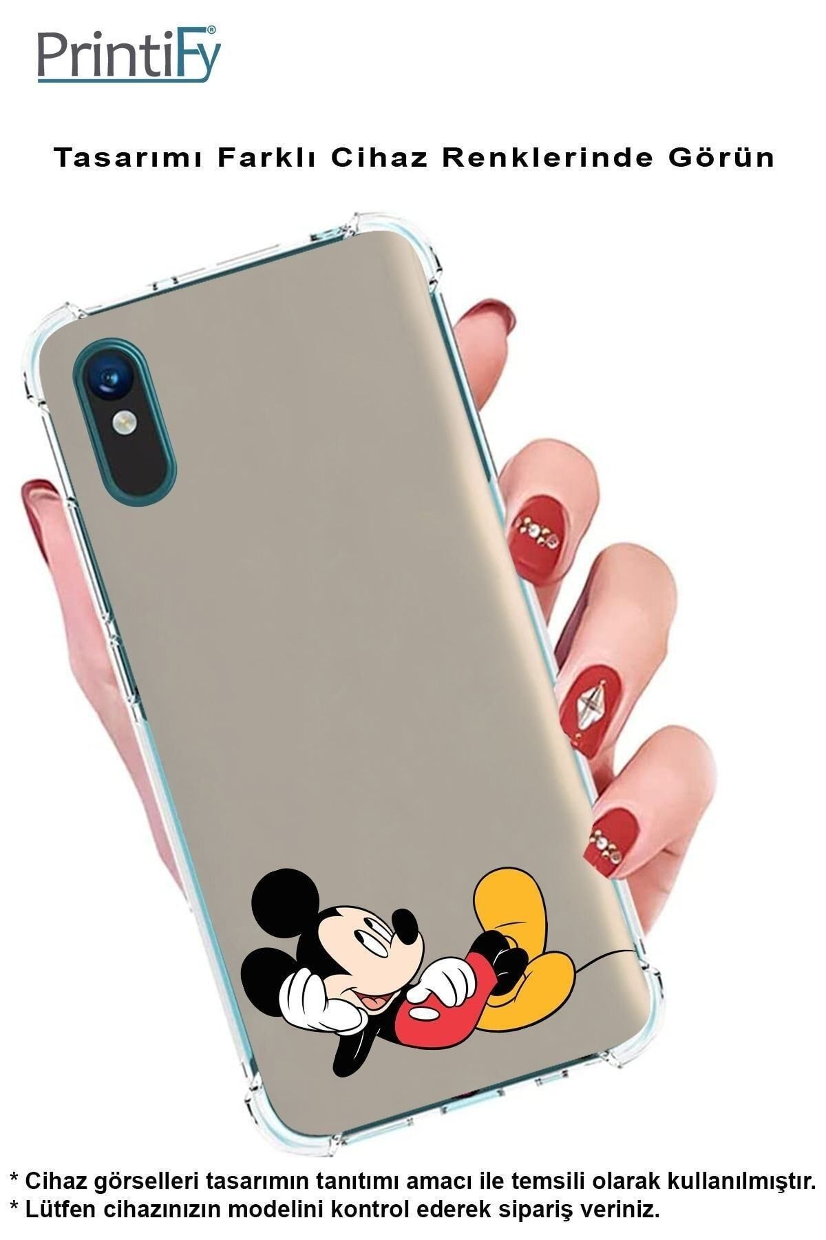 PrintiFy PrinriFy Samsung Galaxy A16 ile Uyumlu Mickey Mouse 7 Baskılı Şeffaf Köşe Korumalı Antişok Kılıf