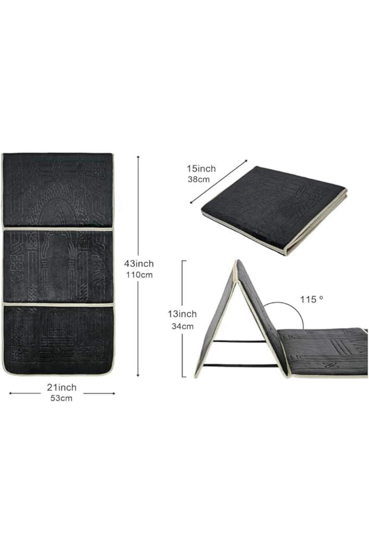 سجادة صلاة HFJ مع كرسي أرضي، ودعم ظهر قابل للطي، ومقعد تأمل محمول (بني)