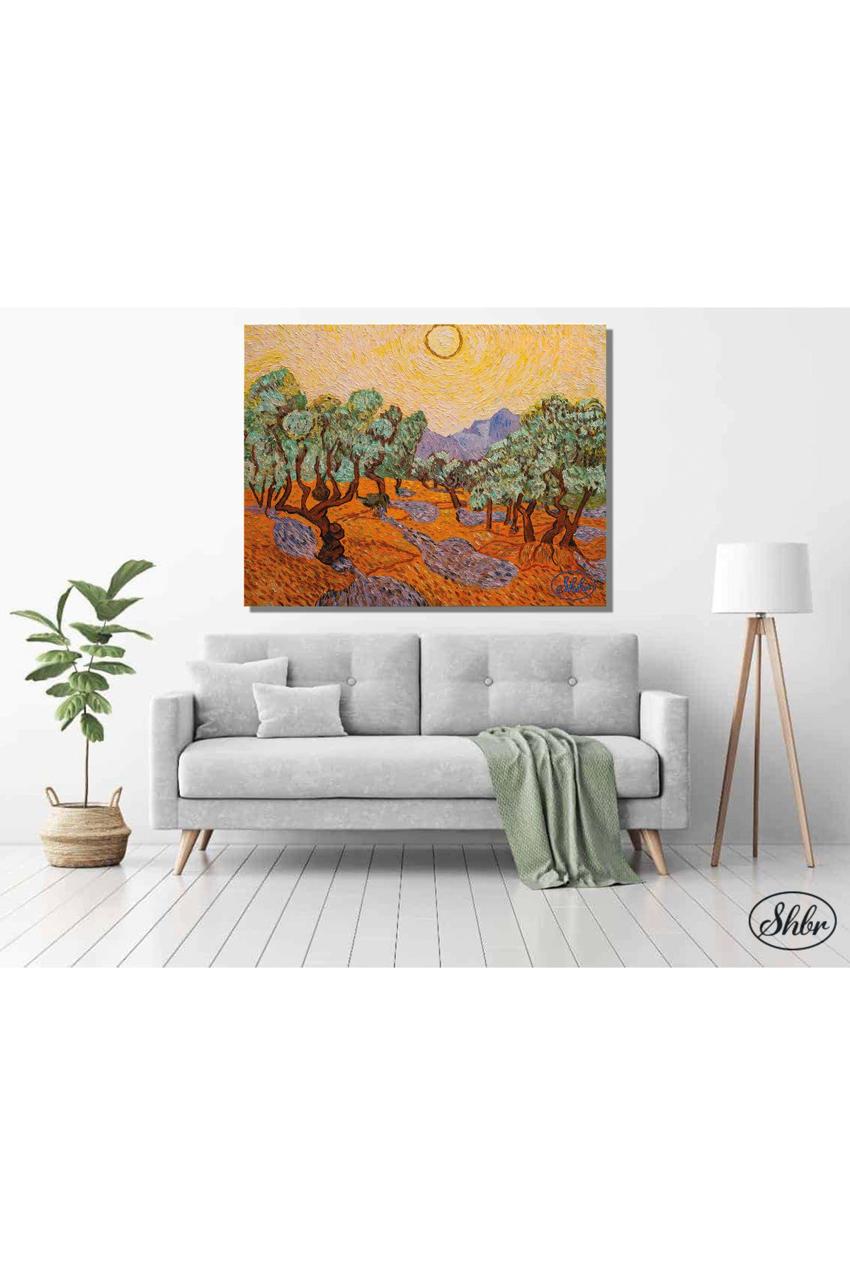 Şehber Tekli Yatay Kanvas Tablo, Vincent Van Gogh Zeytin Ağacı, Dekoratif Kanvas Duvar Tablosu