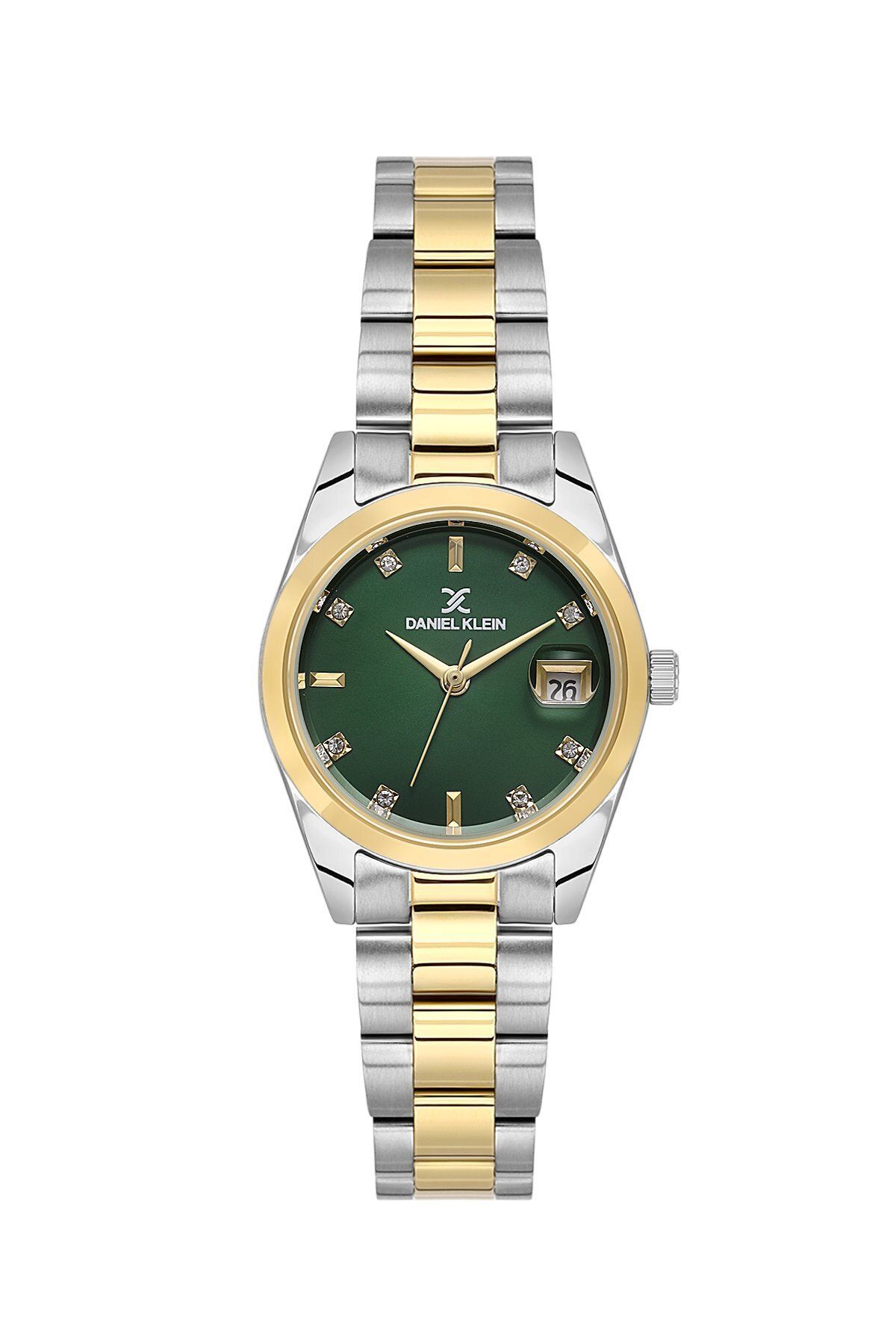 Daniel Klein Kadranı Yeşil Kordonu Gold Gri Renk Ayarlanabilir Kordonlu 28 Mm Kadın Kol Saati Ve Bileklik