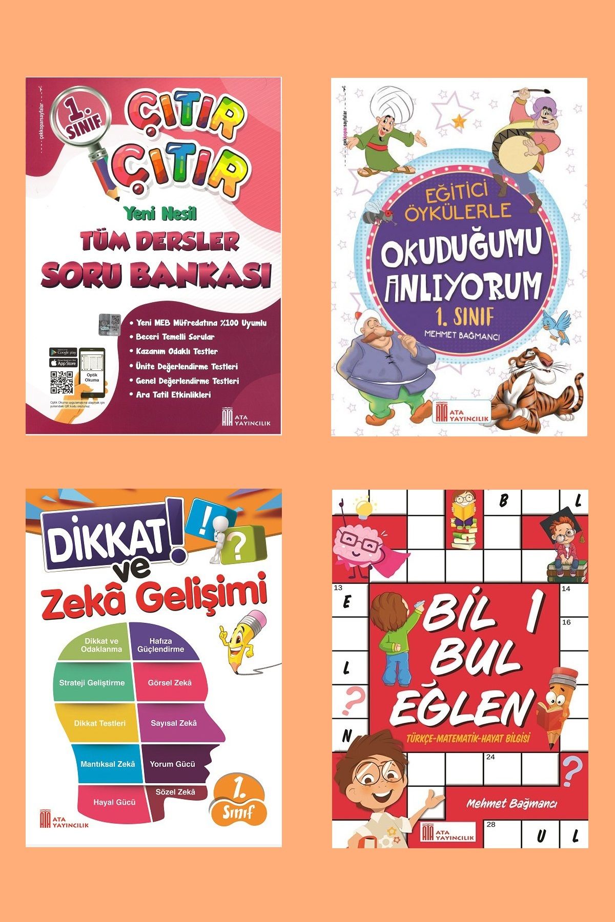 Ata Yayıncılık 1.Sınıf Eğlenceli Yaz Tatil Seti (Çıtır Soru Bankası + Okuduğumu Anlıyorum+ Bil Bul +Dikkat ve Zeka)