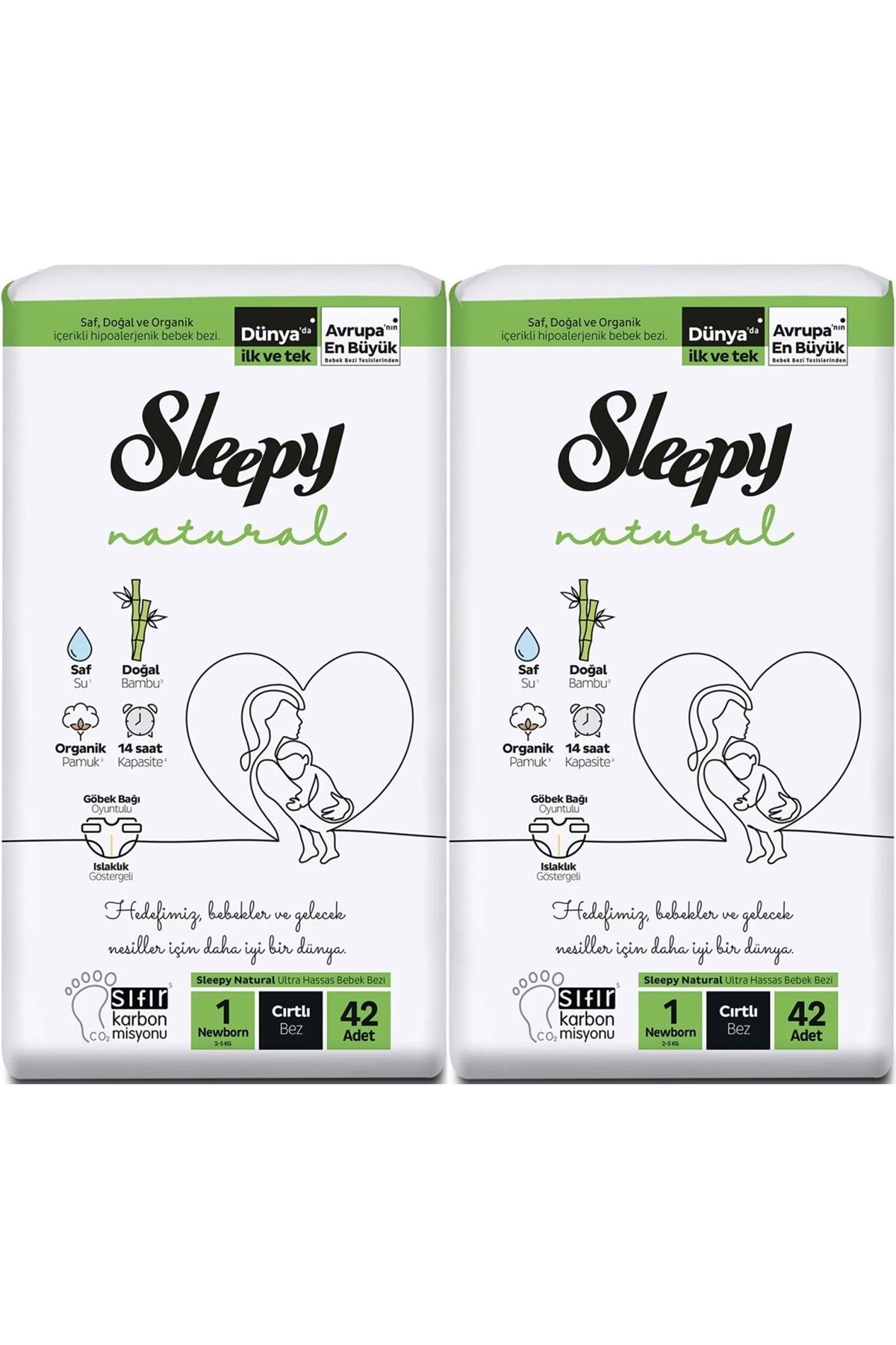 Sleepy Bebek Bezi Natural Beden:1 (2-5KG) Yeni Doğan Newborn 84 Adet Jumbo Pk (2PK*42)
