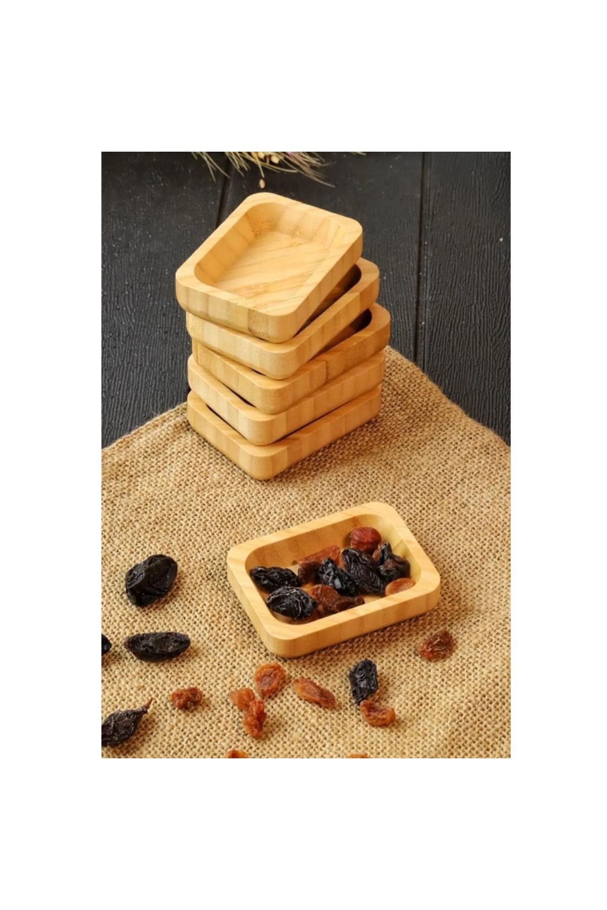 mucit home Bambu 6 lı Mini Kase - Çerezlik - Reçellik - Lokumluk
