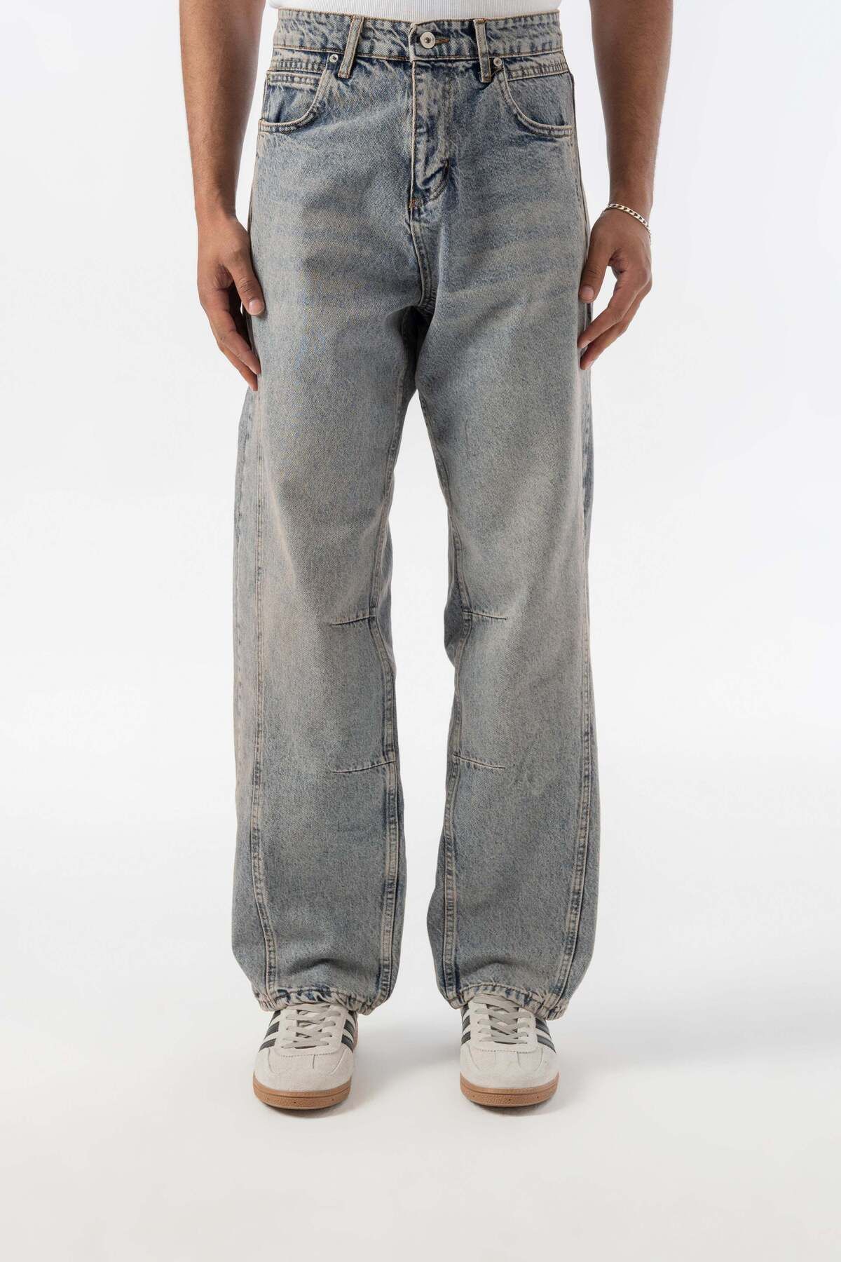 jaceyjace Dikiş Detaylı Relax Baggy Jean Pantolon - Mavi