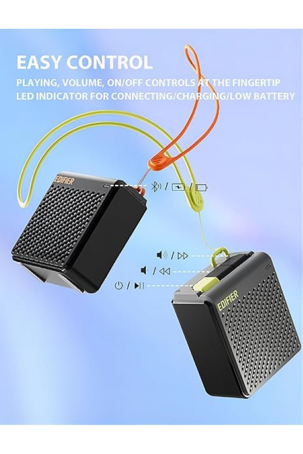 Edifier-MP85 Portable Blutooth Speaker,BT5.3,Black,USB-C,8Hrs Playtime,70 Grams 5